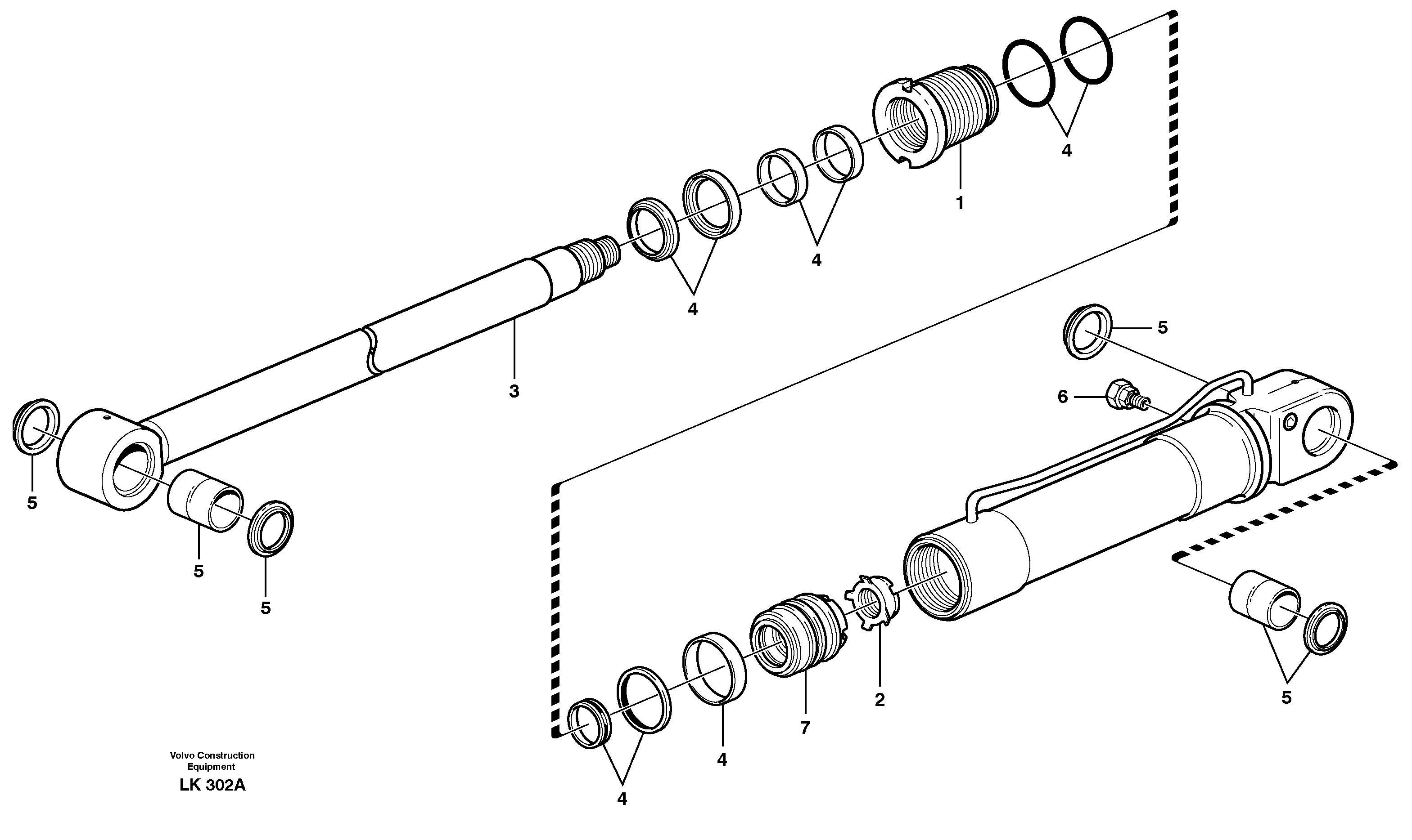 Hydraulic cylinder, dozer blade  14302776, 14303097 — volvo parts diagram