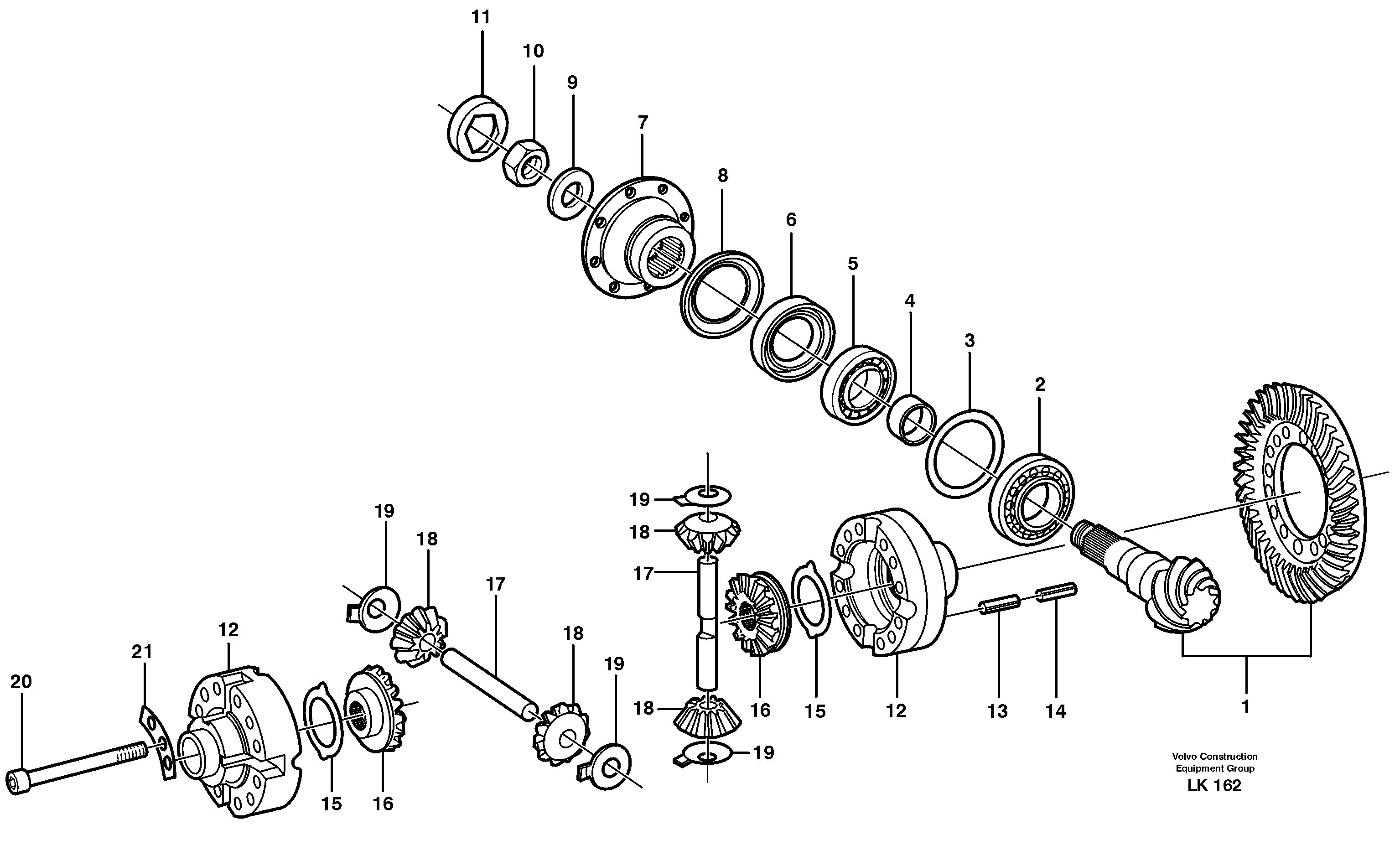 Front axle, Differential — volvo parts diagram