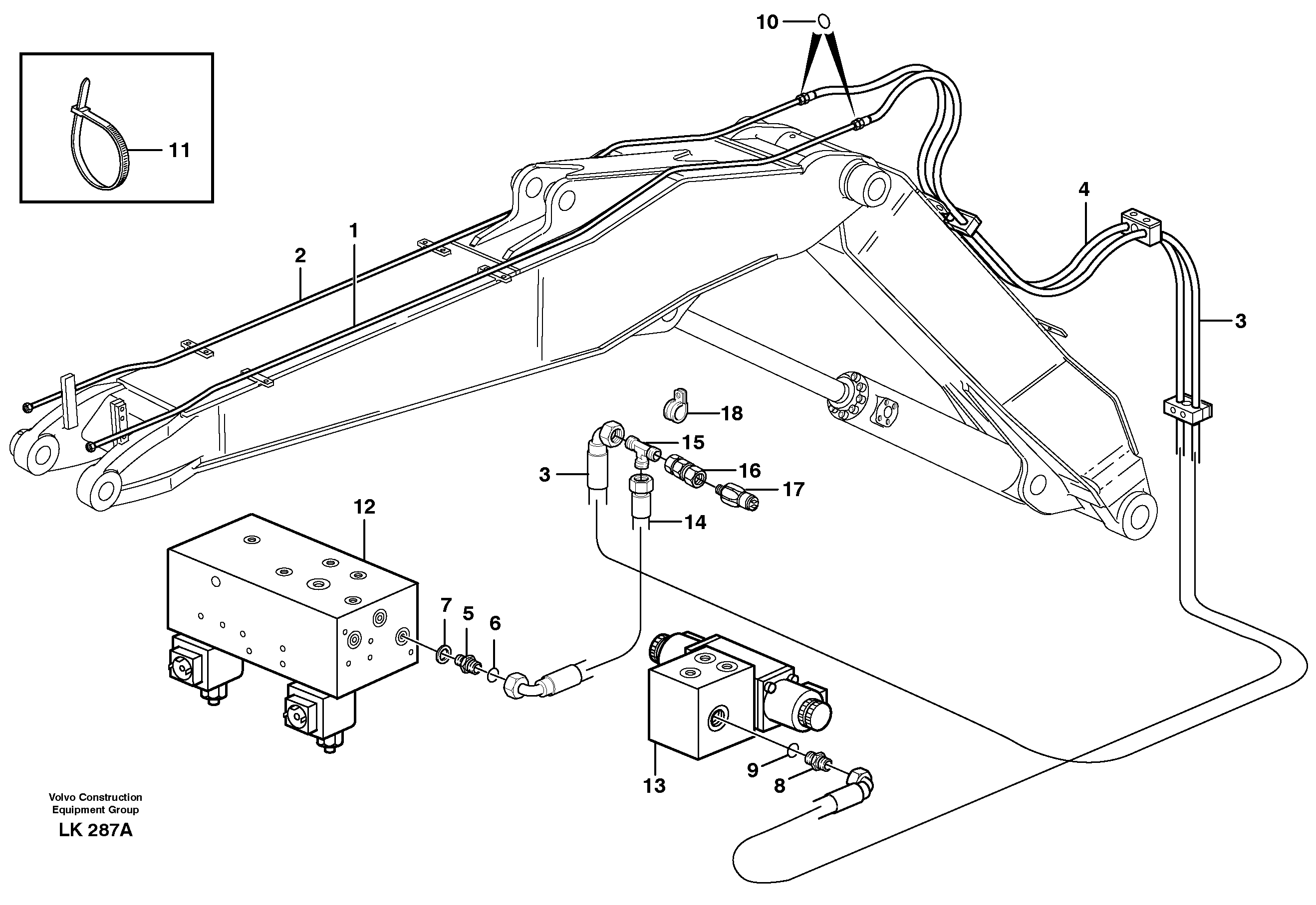 Hydr. quick fit equipm. on adjustable boom  14303115 — volvo parts diagram