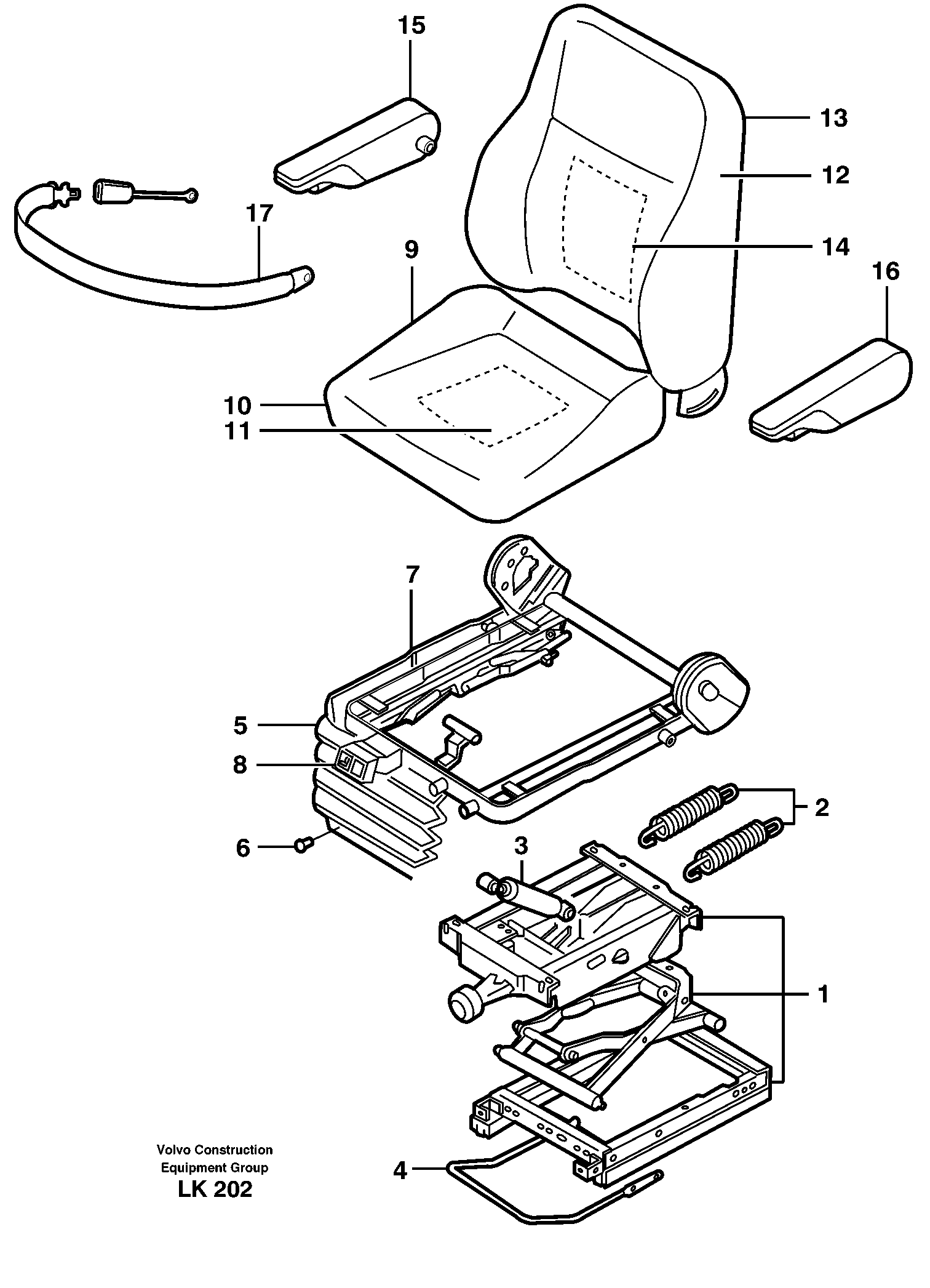 Operator seat, Isri 14302813, 14303037 — volvo parts diagram