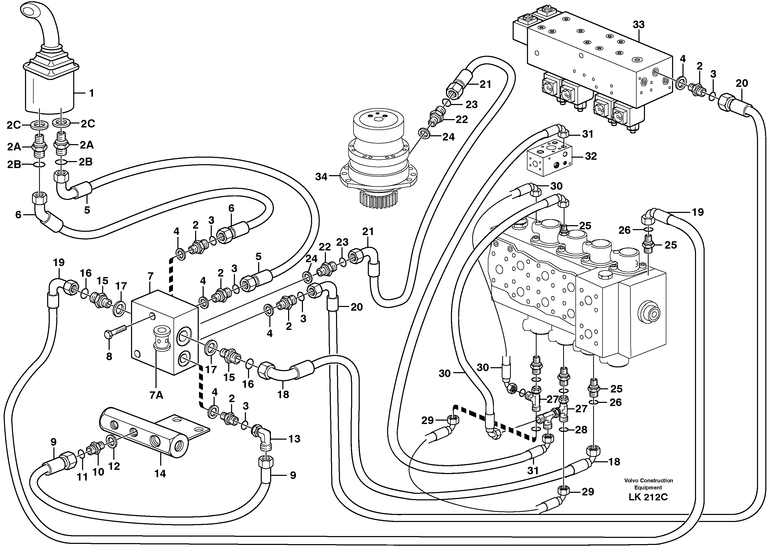 Servo hydraulics, Slewing  SER NO - 1240 — volvo parts diagram