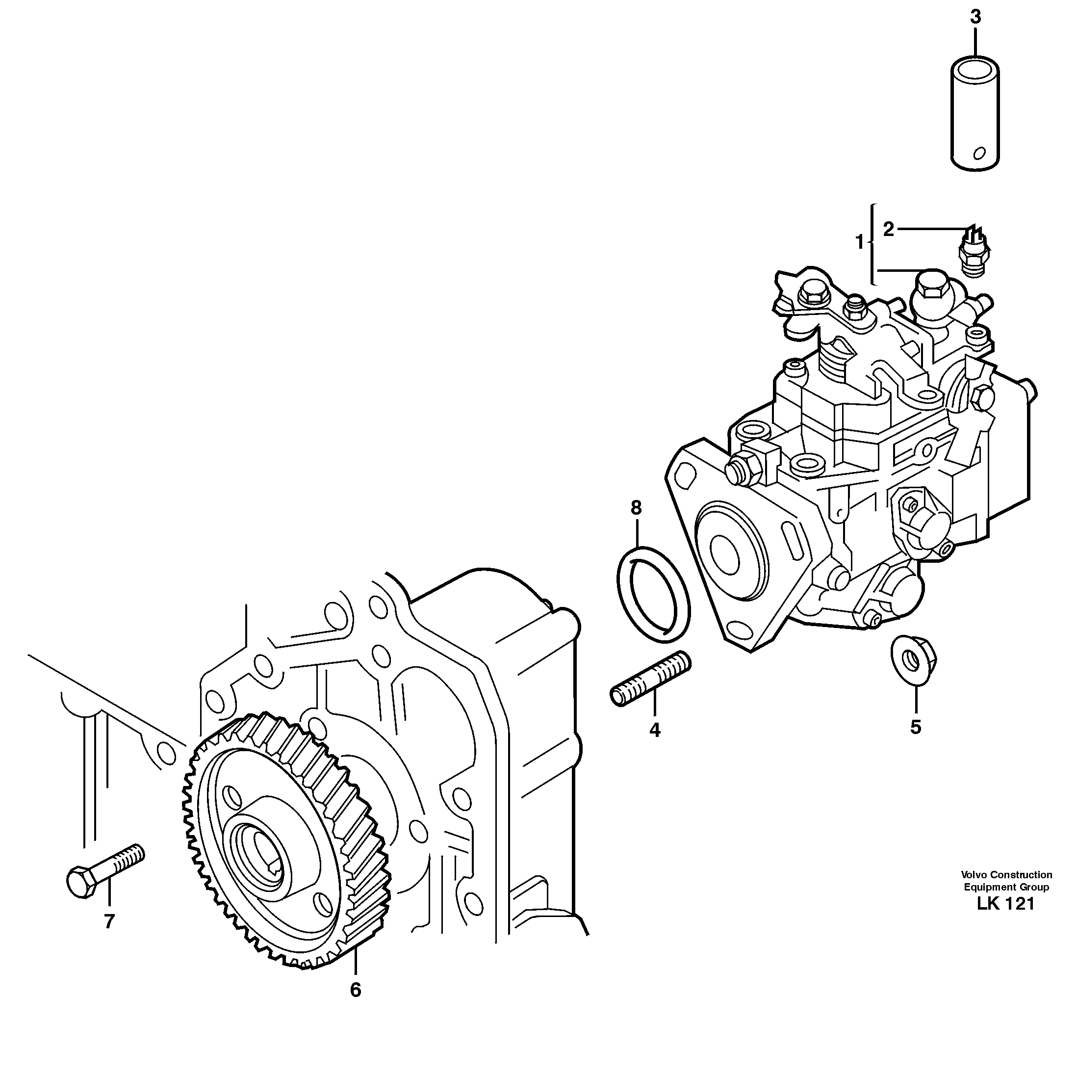 Injection pump with drive — volvo parts diagram