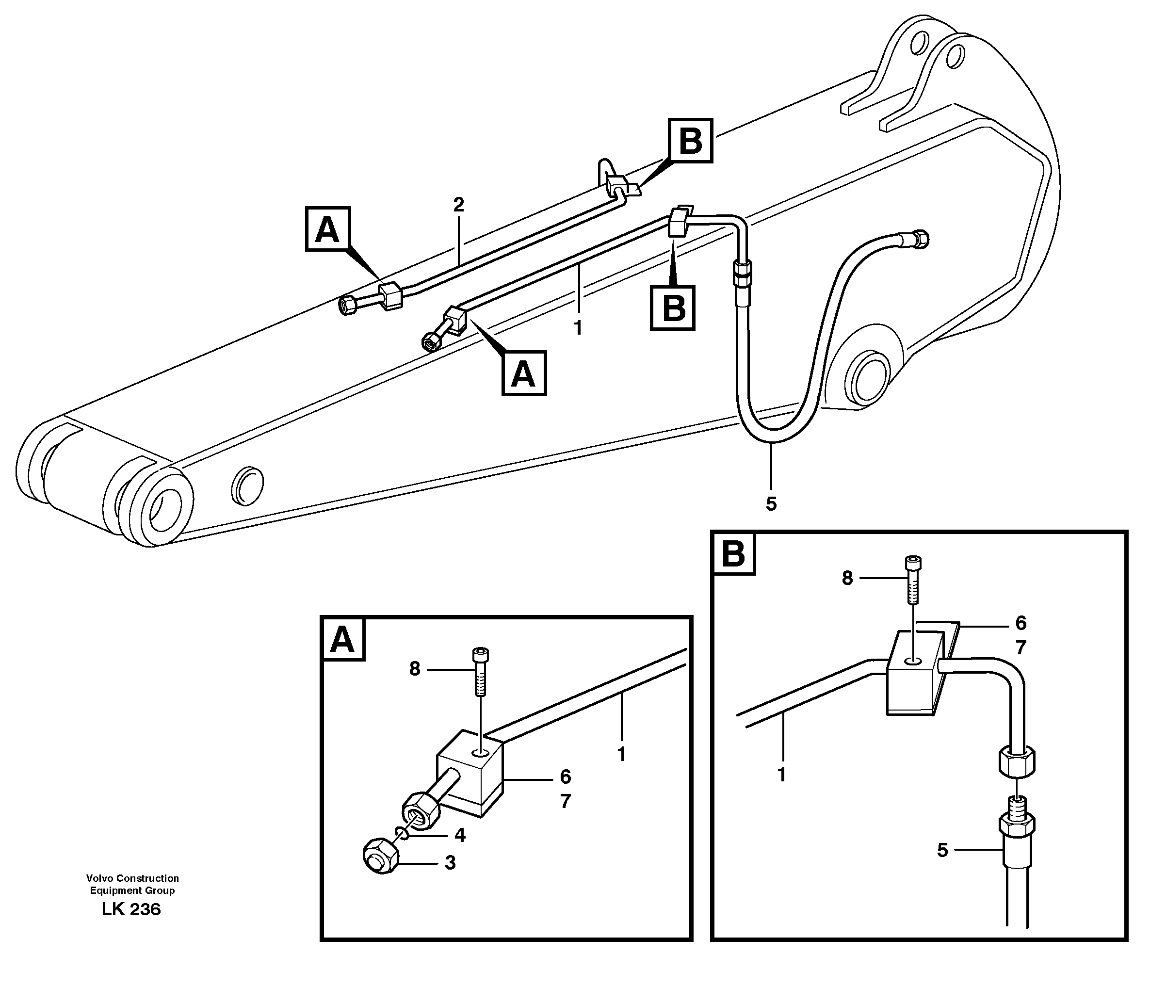Hydr. equipm. on dipper arm, X3  14303053, 14303054, 14303056 — volvo parts diagram