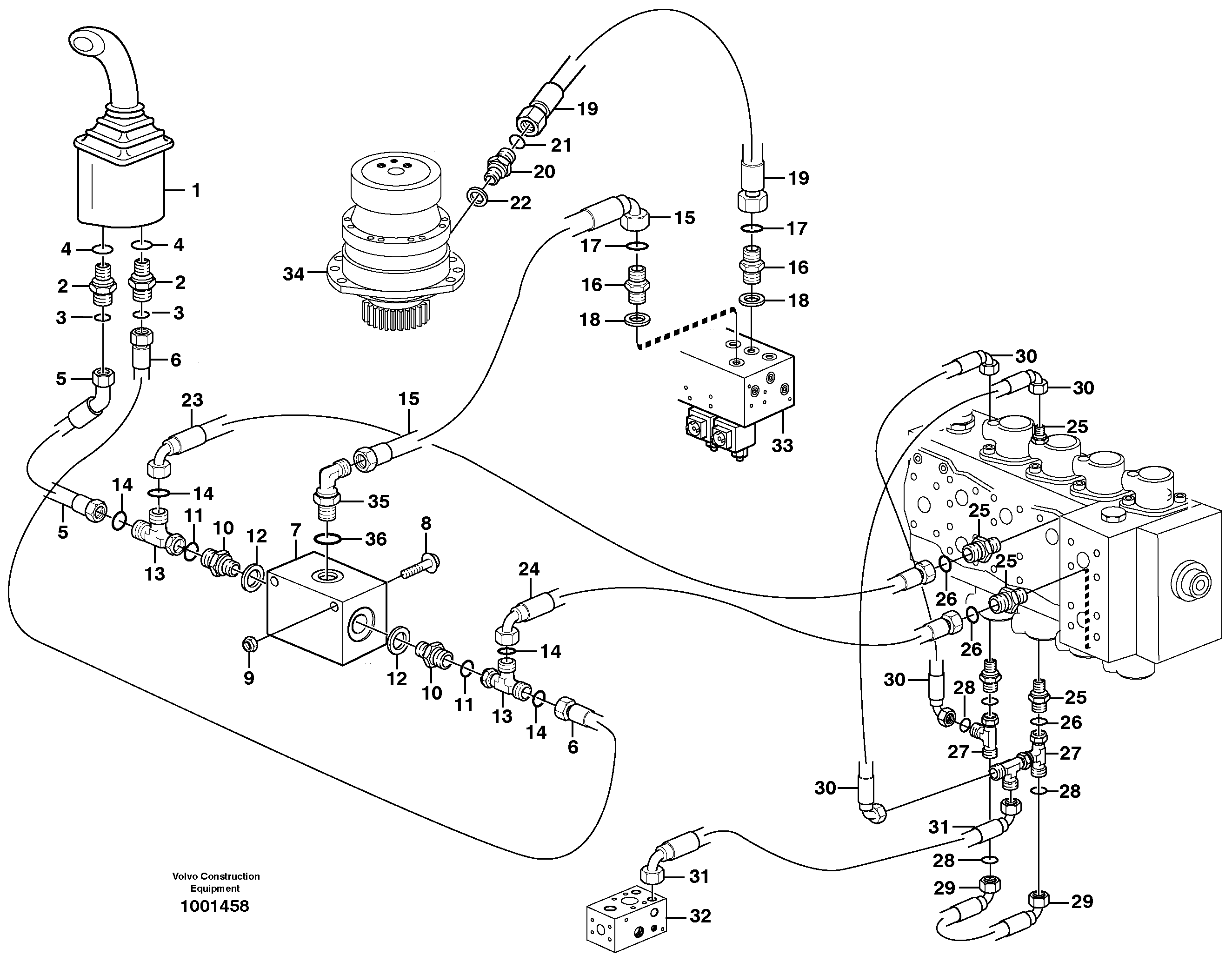 Servo hydraulics, Slewing  SER NO 1241 - — volvo parts diagram