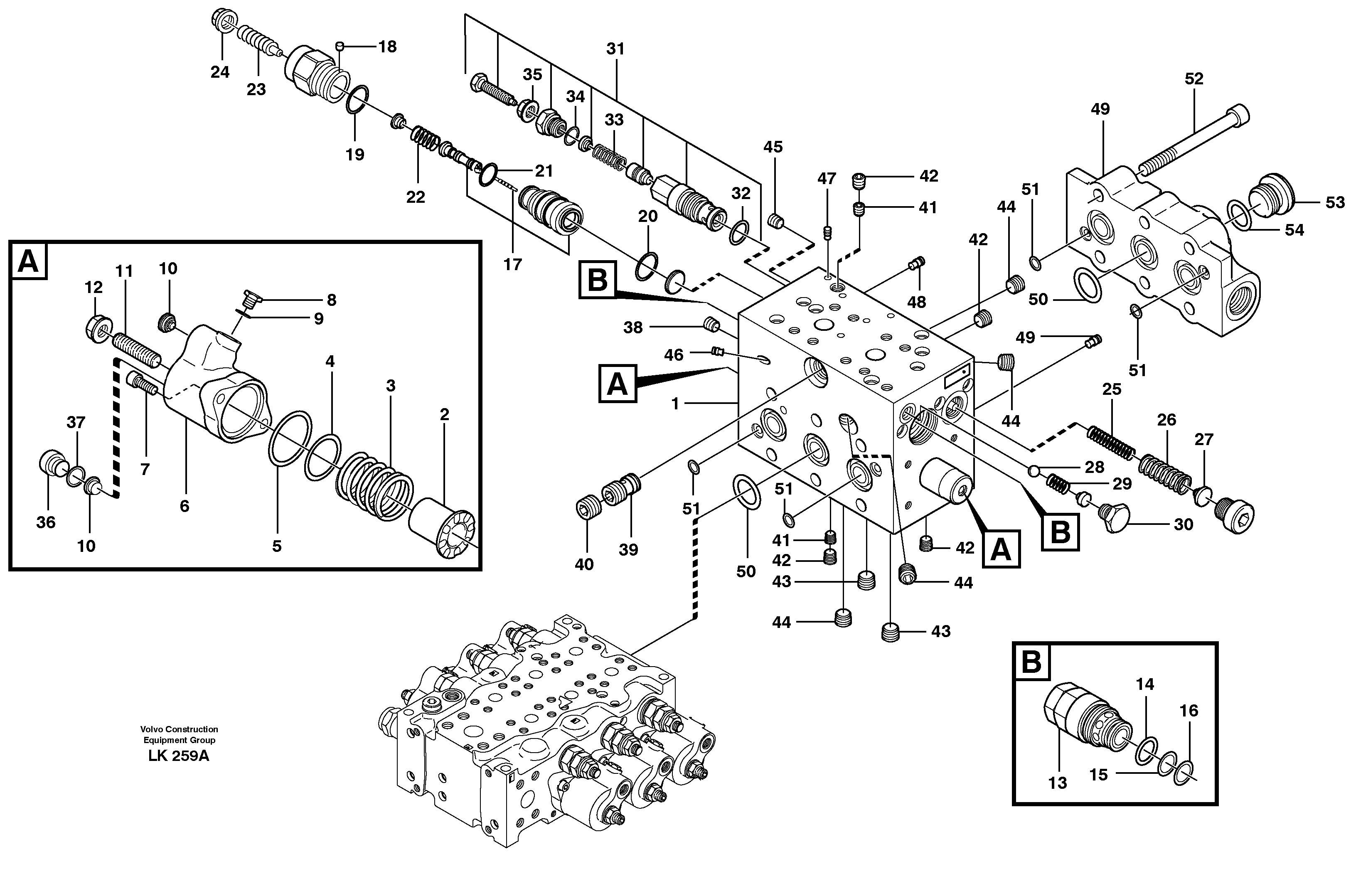 Control valve, swivel  SER NO - 1086 — volvo parts diagram