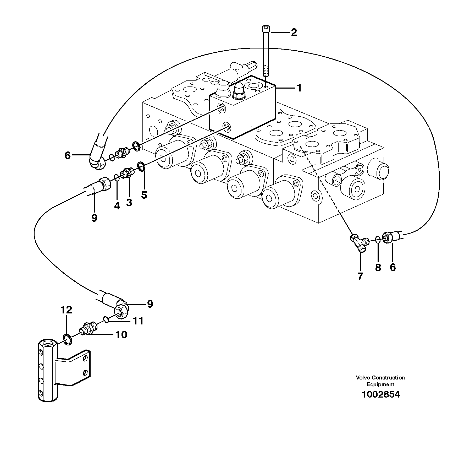 Hose rupture valve for dipper arm  14311184 — volvo parts diagram