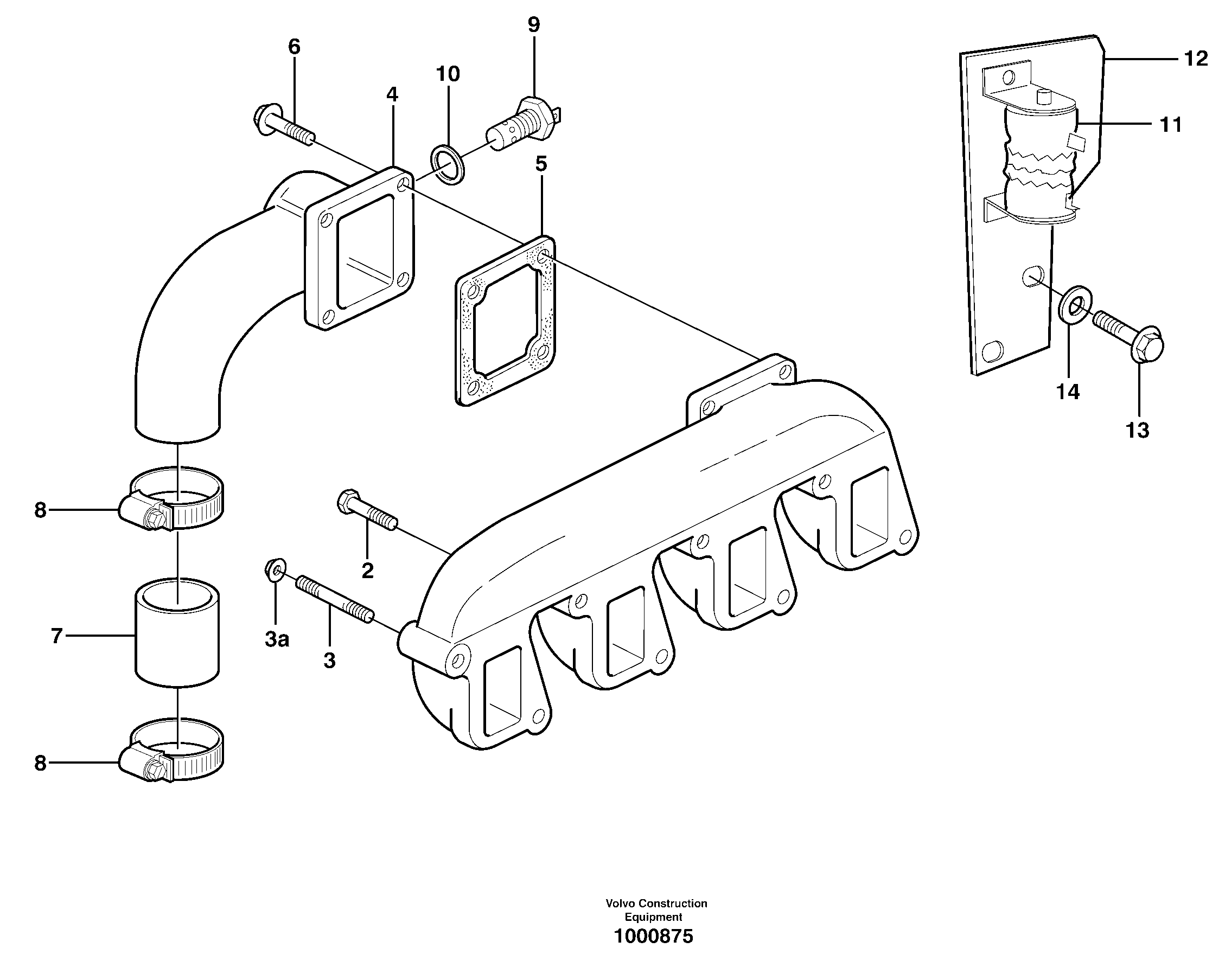 Induction manifold with fitting parts — volvo parts diagram