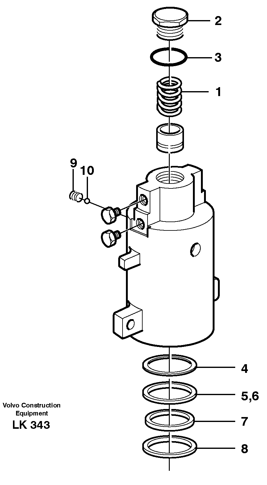 Axle locking cylinder SER NO 1244 - 1256 — volvo parts diagram