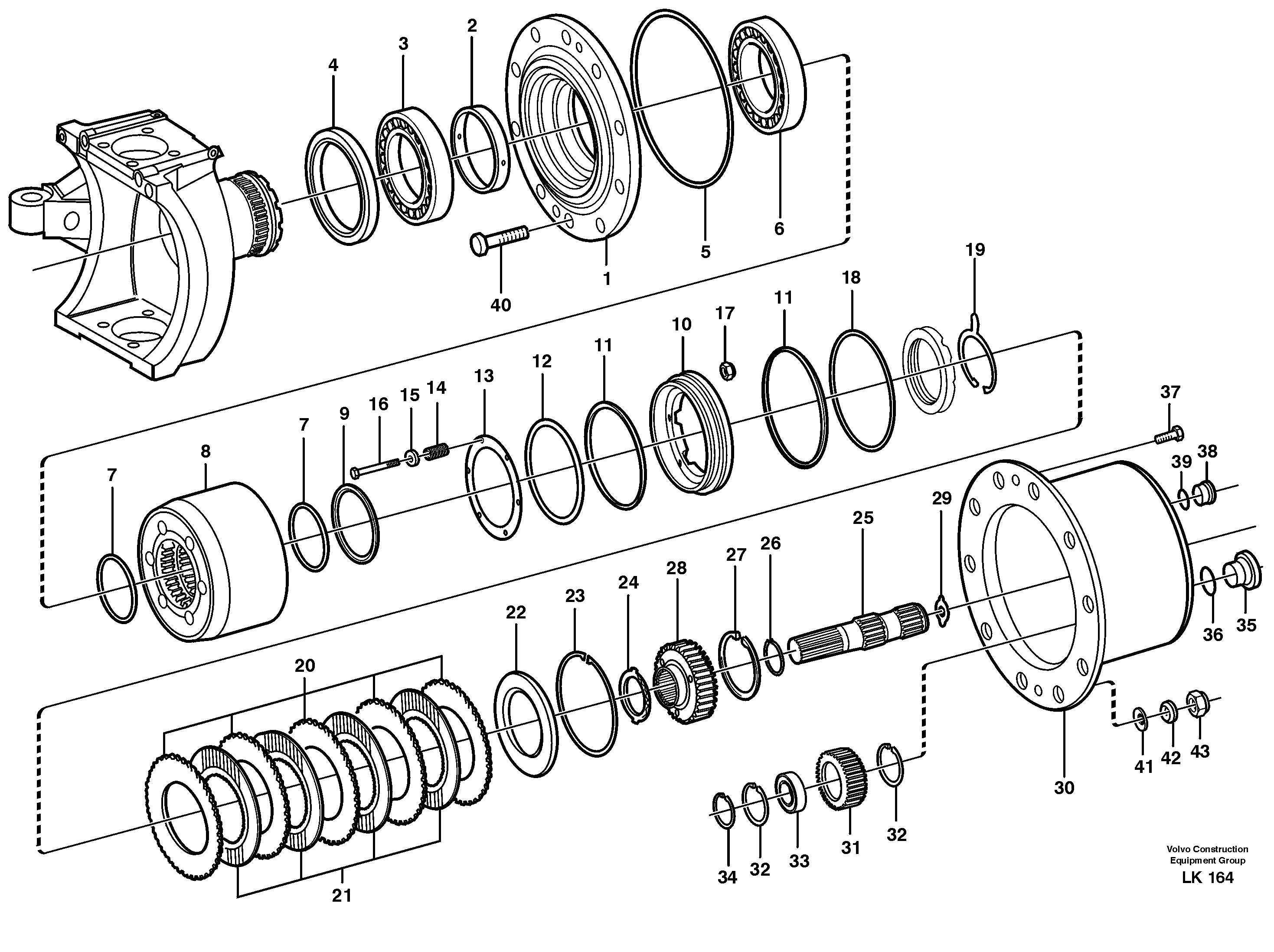 Front axle, Hub reduction — volvo parts diagram