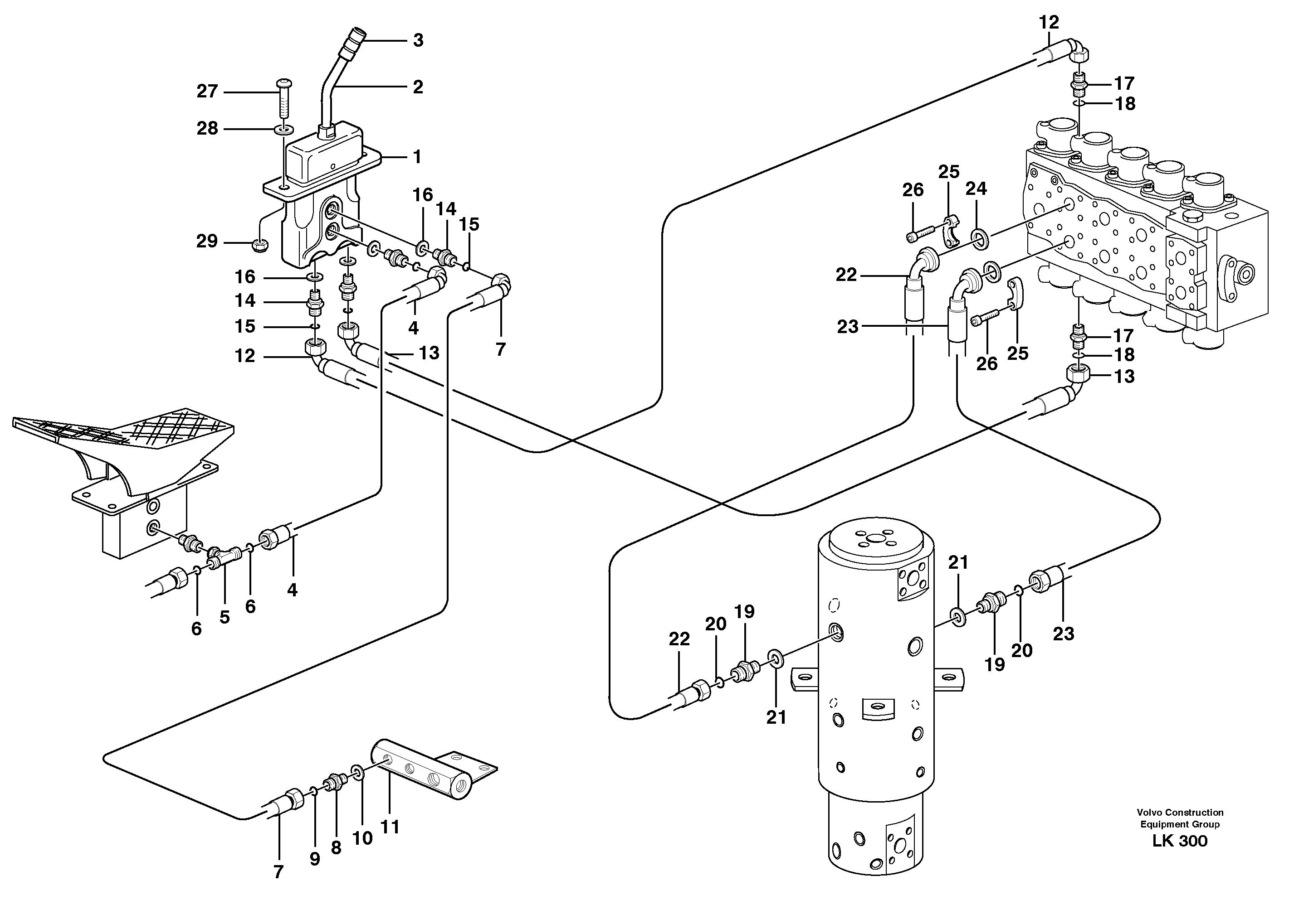 Hydraulic system for dozer blade, upper section  14302776 — volvo parts diagram