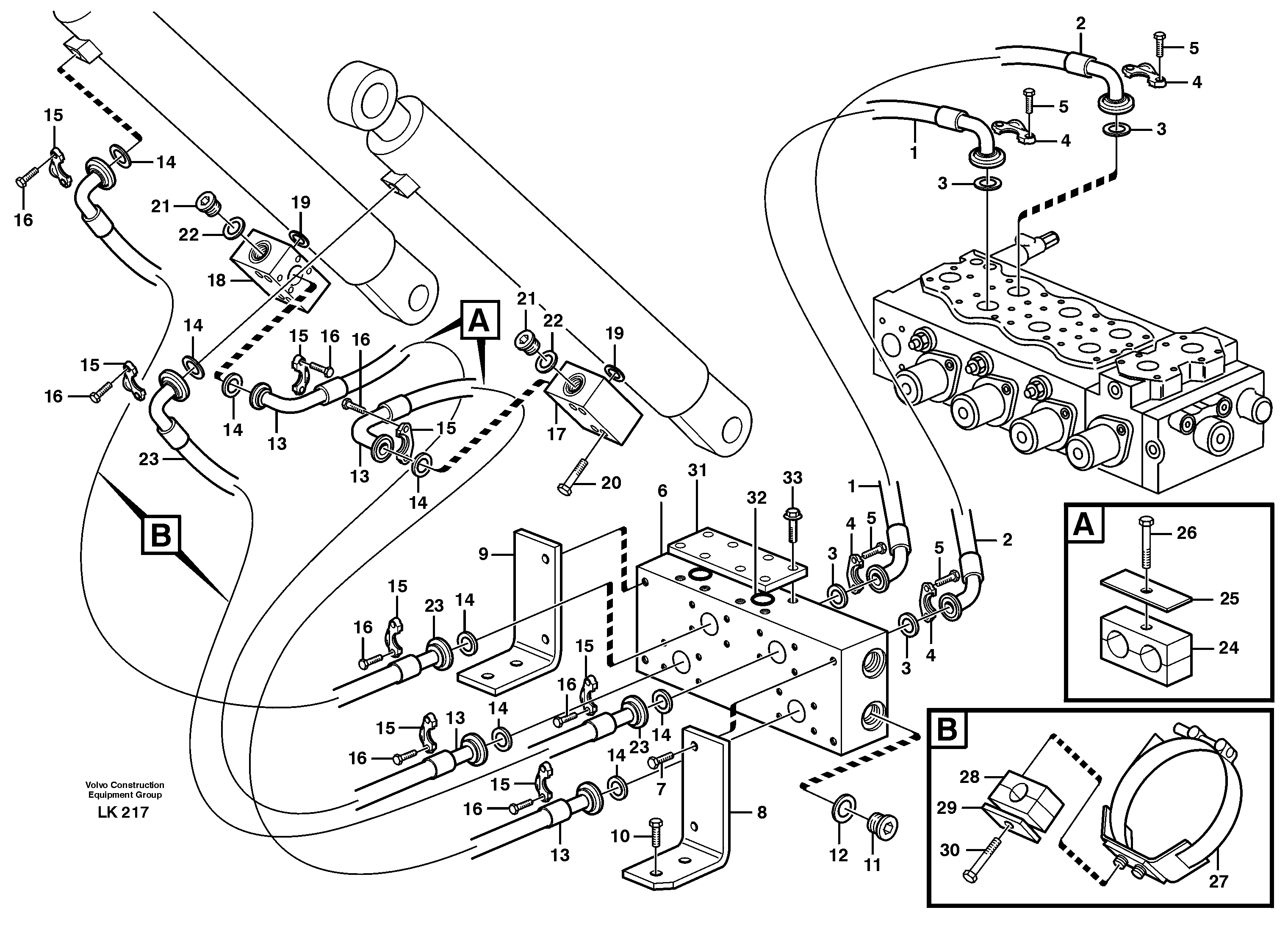 Hydraulic system, boom — volvo parts diagram