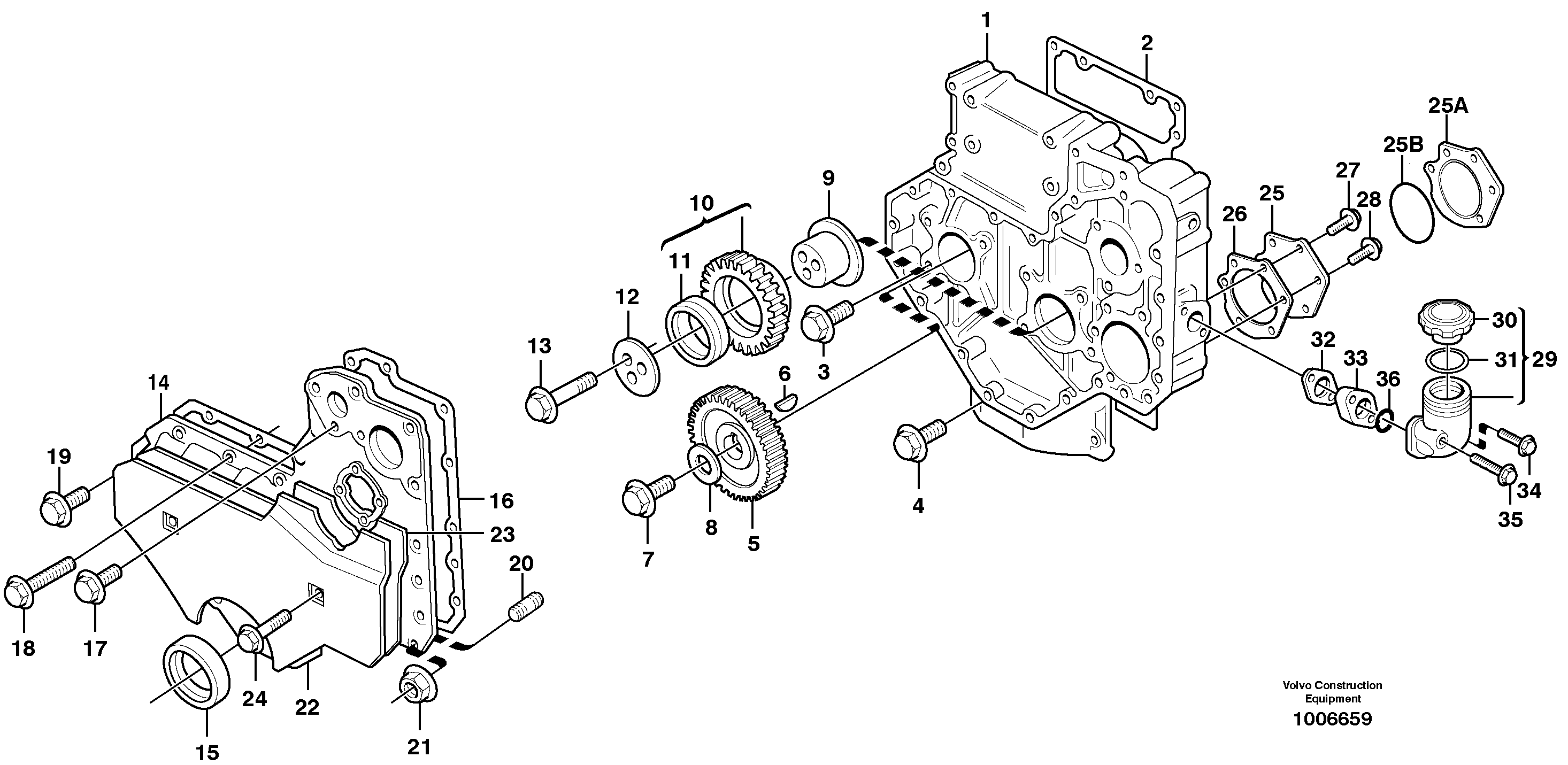 Timing gear casing — volvo parts diagram