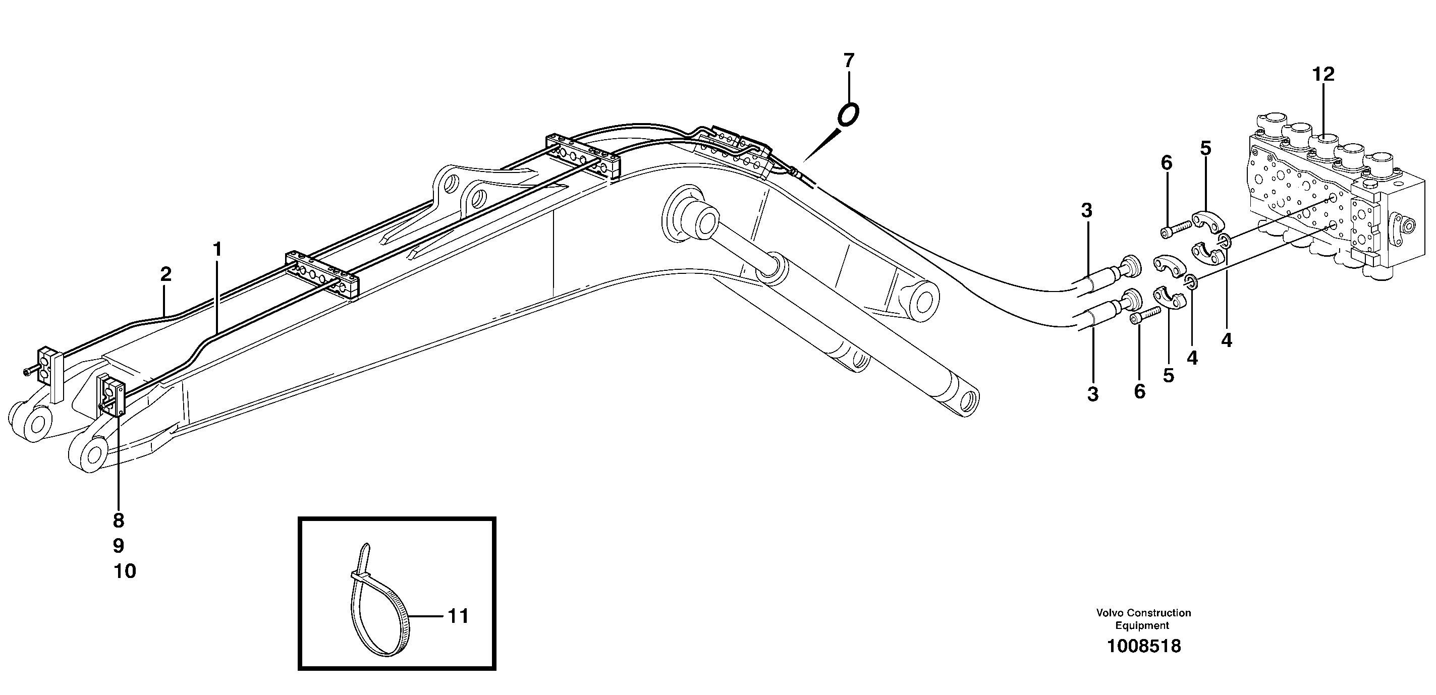 Hydr. equipm. on mono boom, 4.5m, X5  14311172 — volvo parts diagram