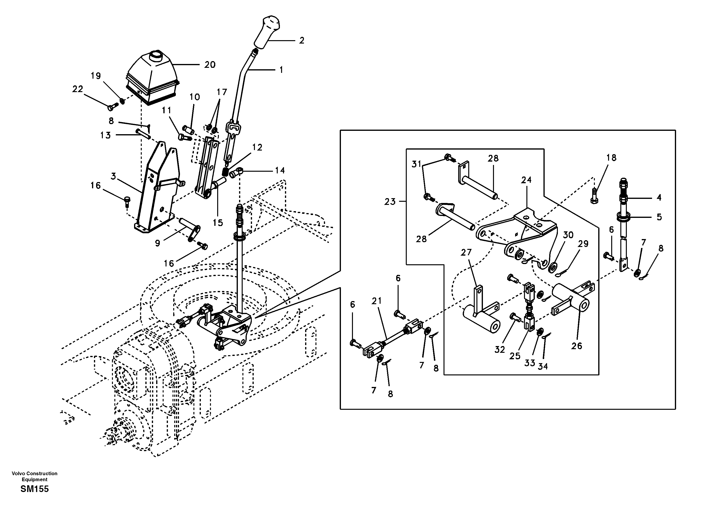 Power train control system (gear shift-linkage type) — volvo parts diagram