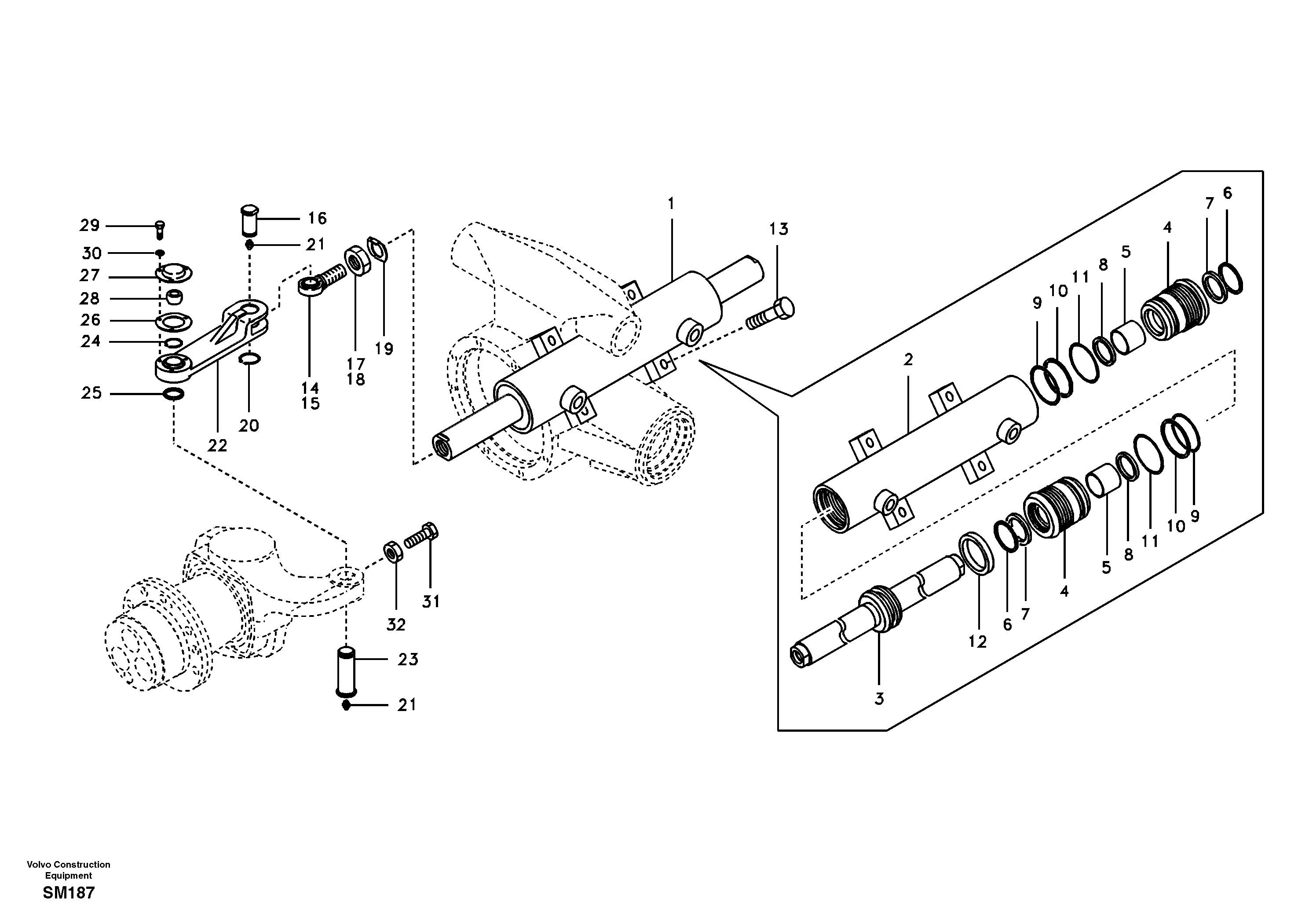 Steering cylinder — volvo parts diagram