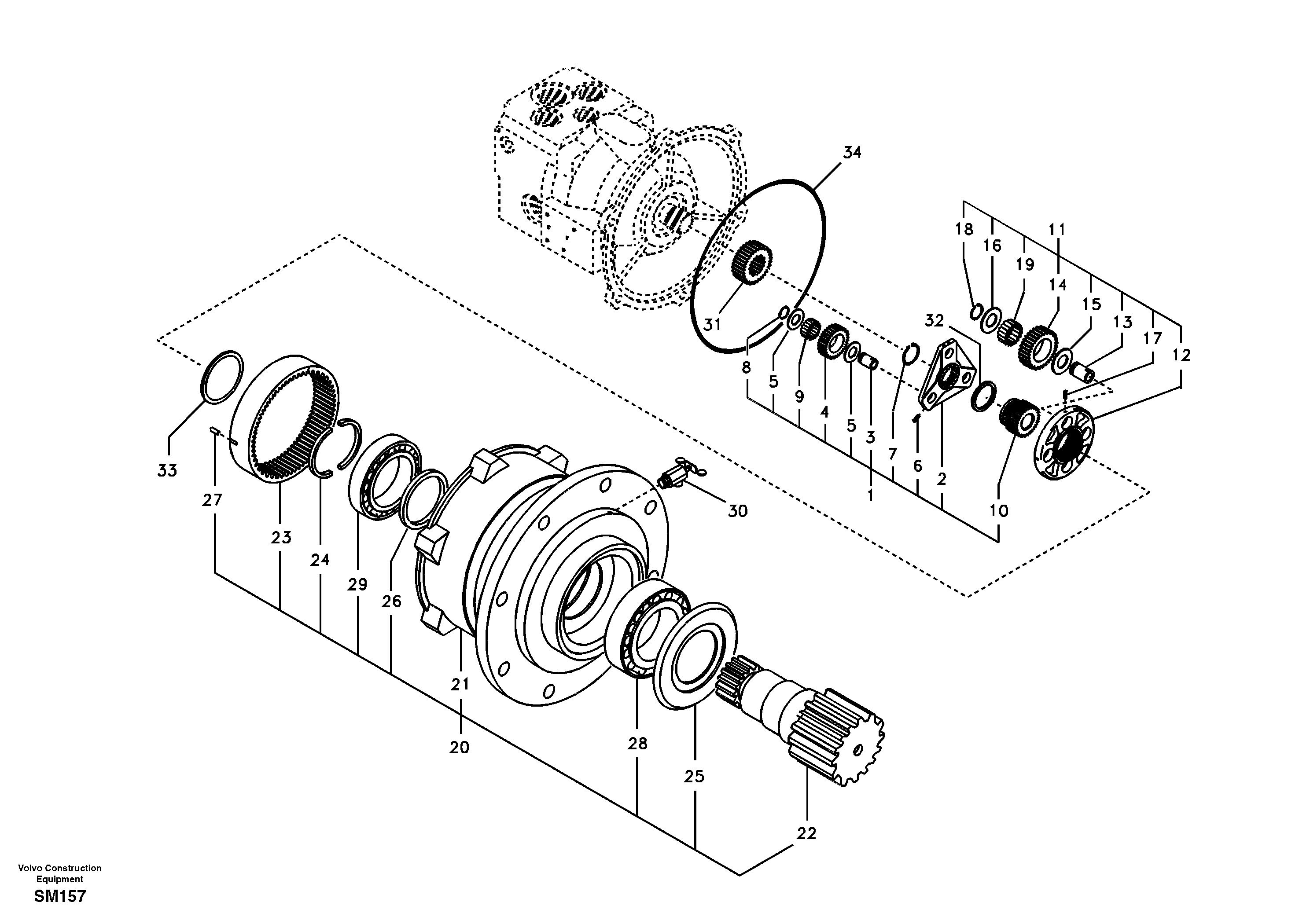 Swing gearbox — volvo parts diagram