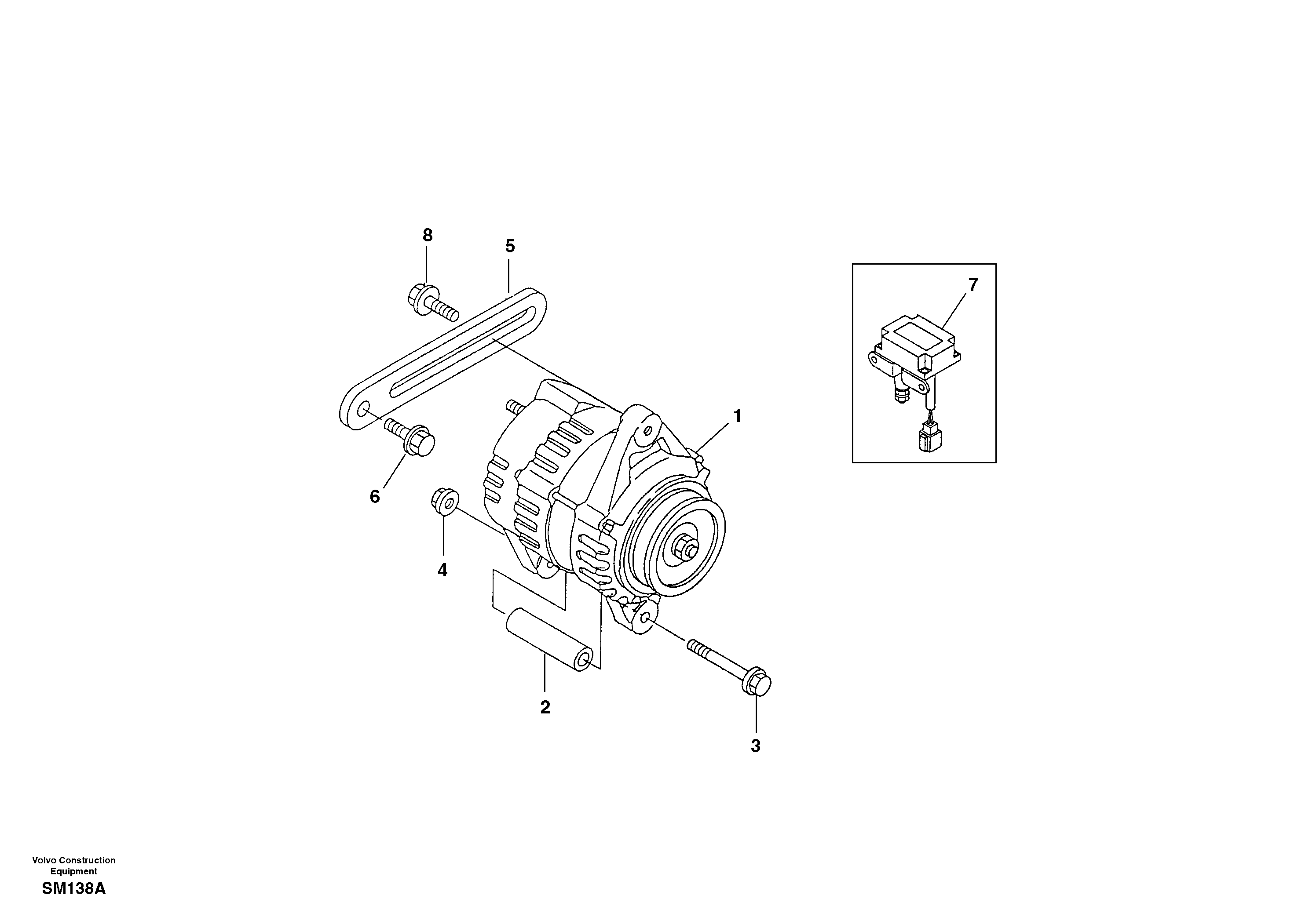Alternator with assembling details — volvo parts diagram