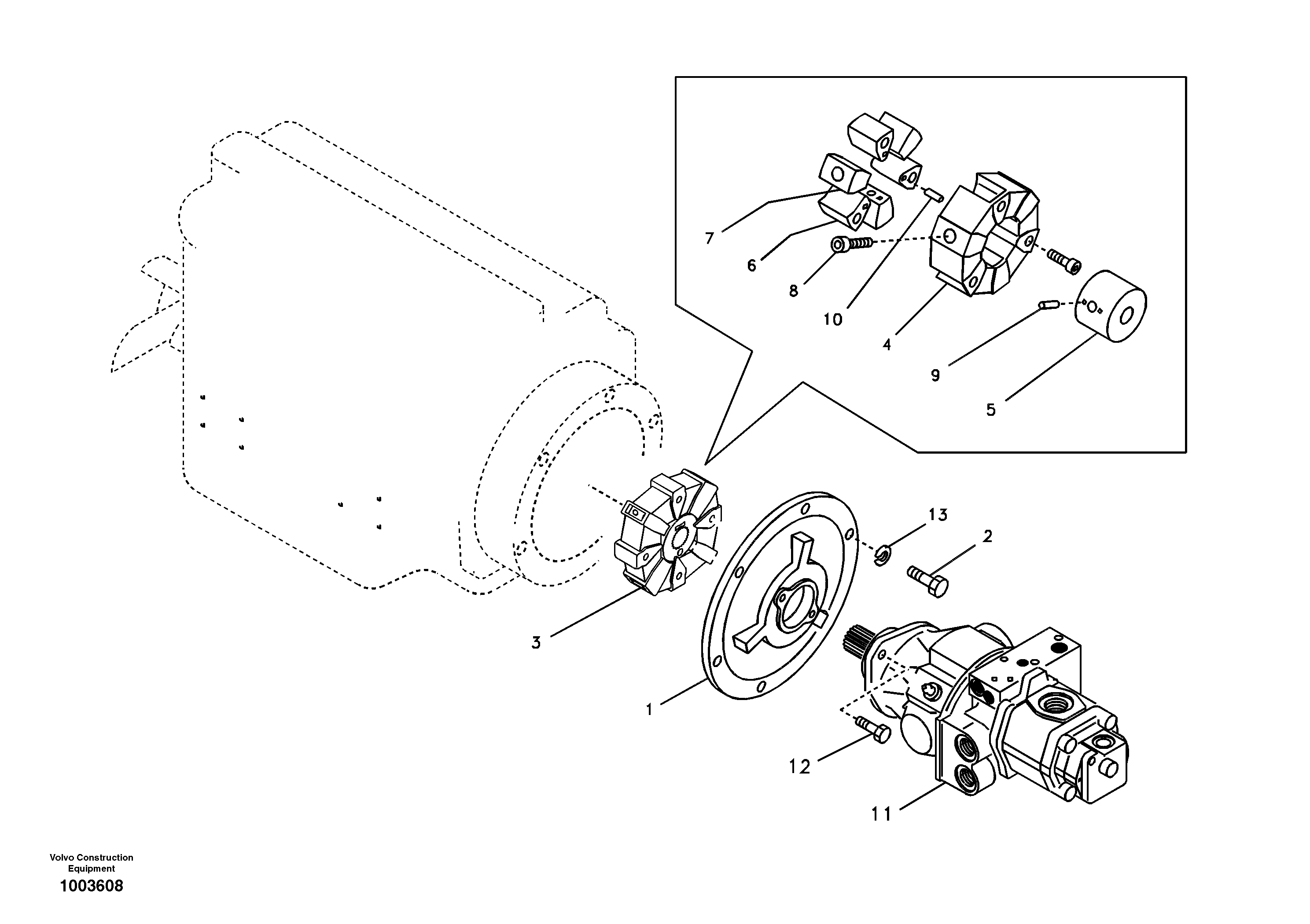 Pump gearbox with assembling parts — volvo parts diagram