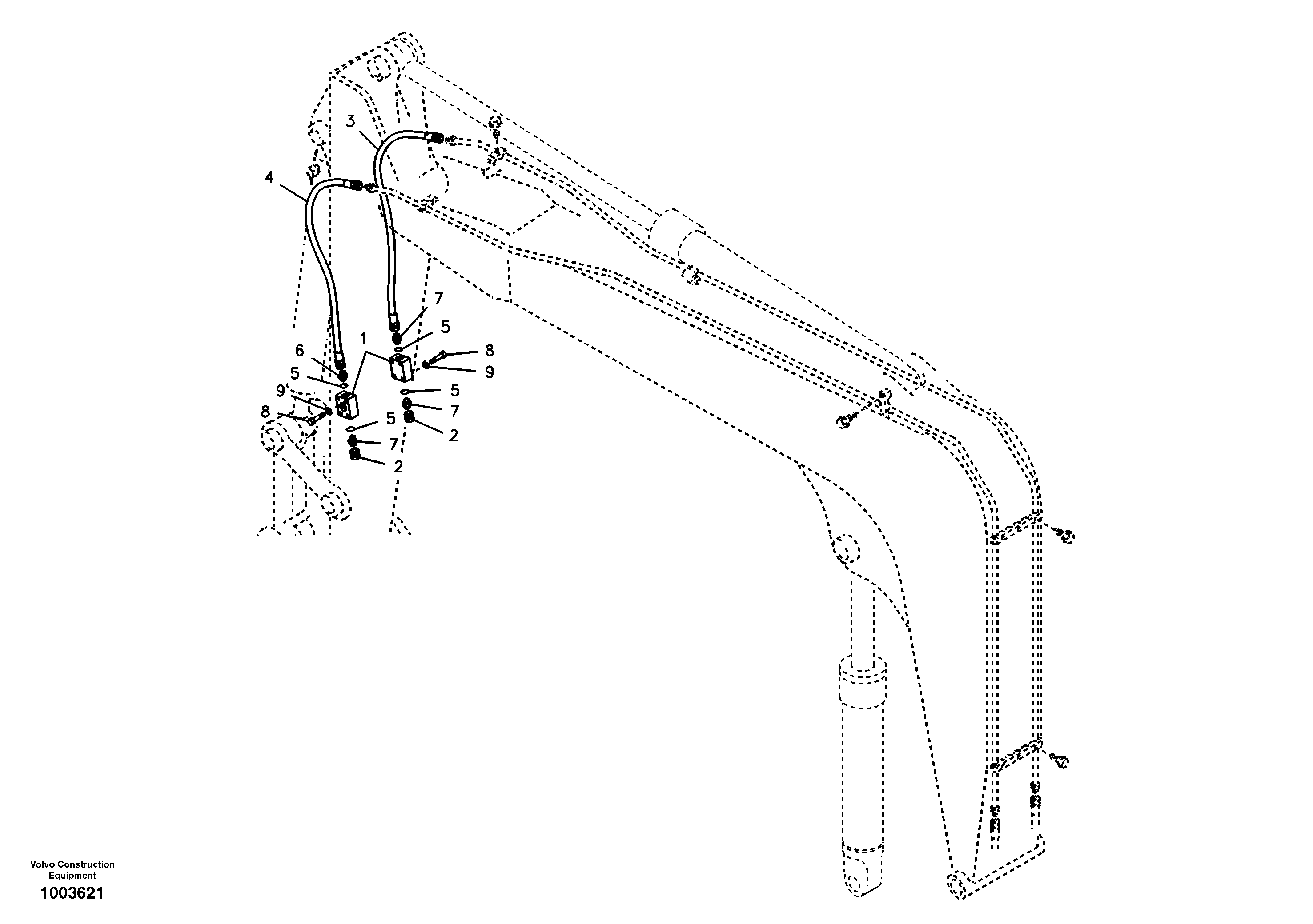 Working hydraulic, hammer and shear for boom — volvo parts diagram