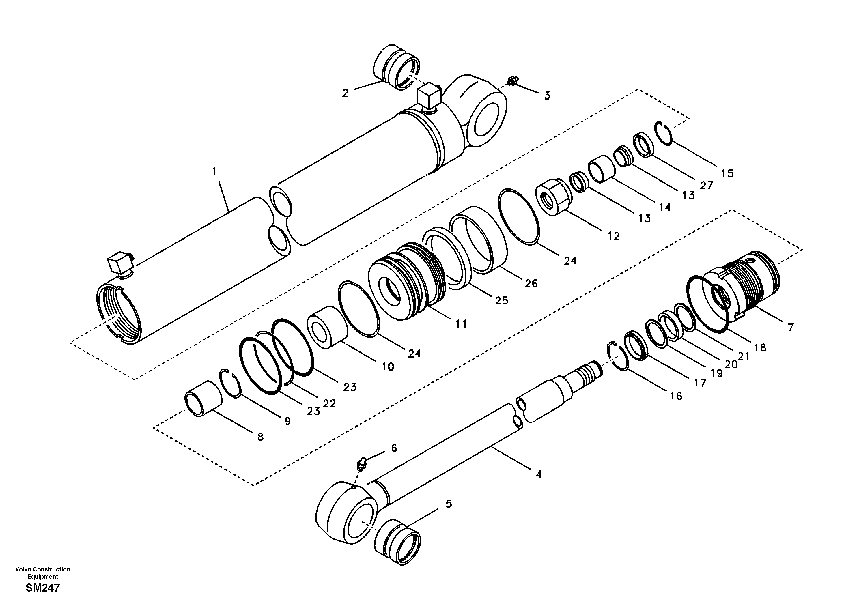 Boom swing cylinder — volvo parts diagram