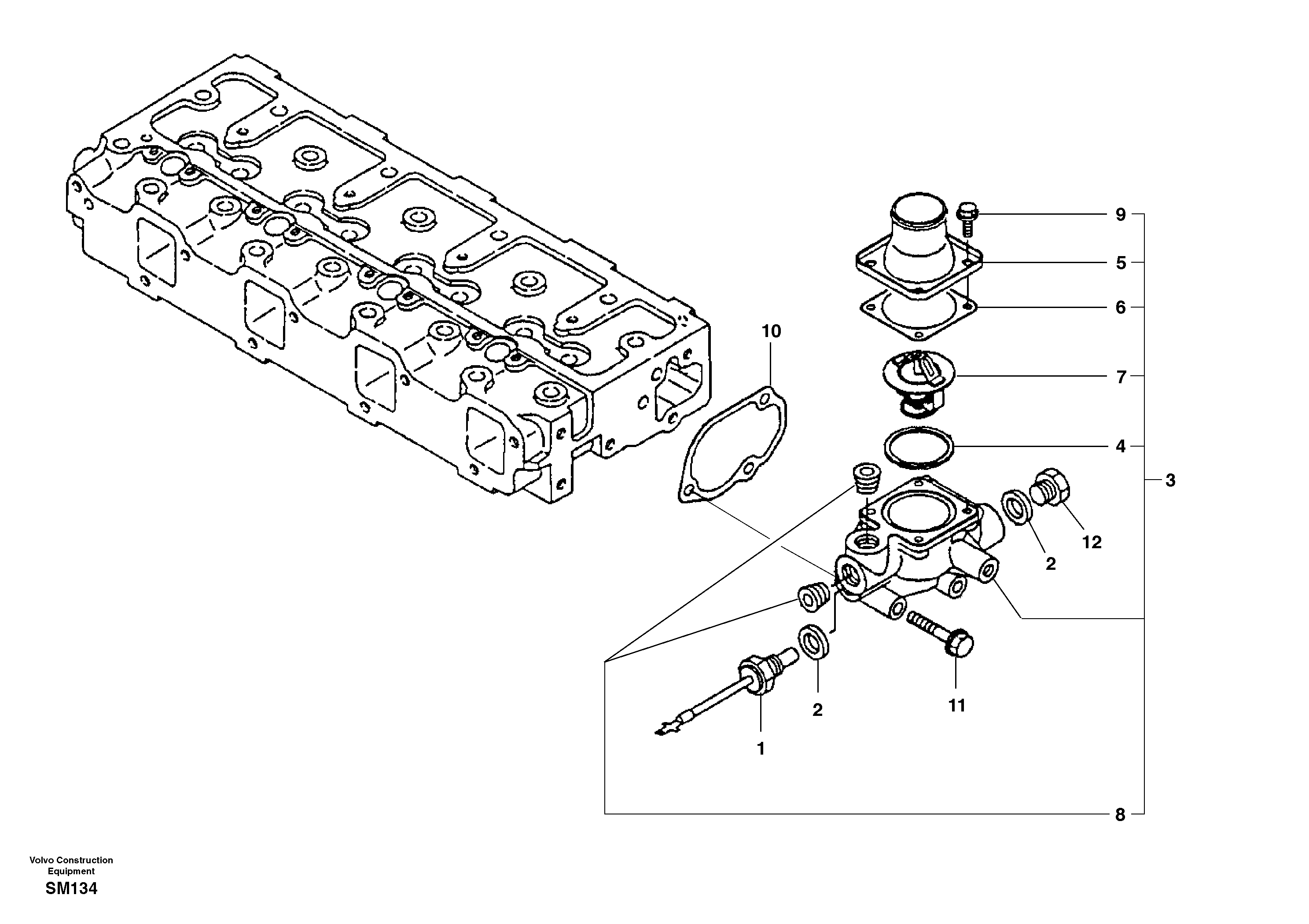 Thermostat housing — volvo parts diagram