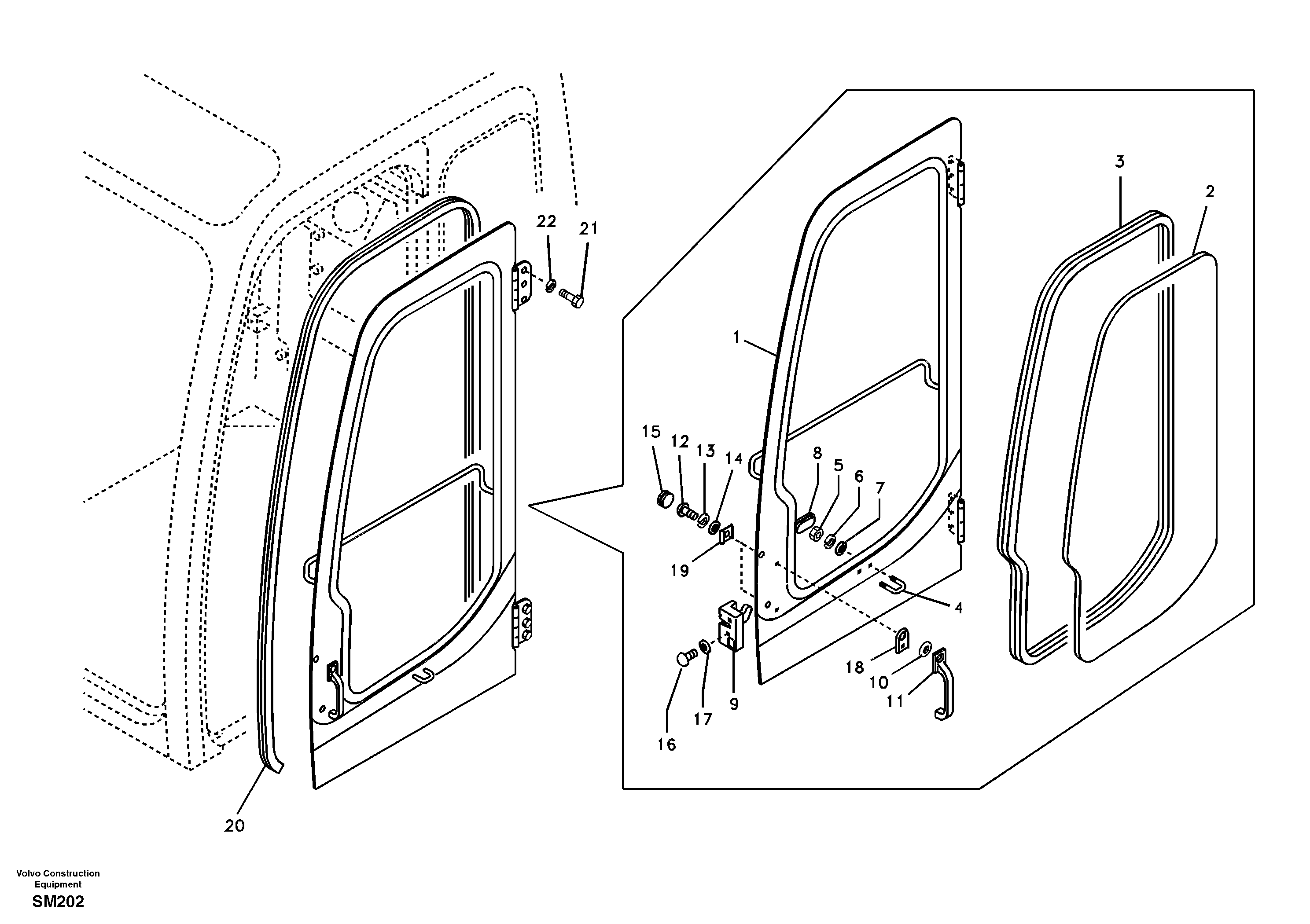 Door, operator's cab — volvo parts diagram