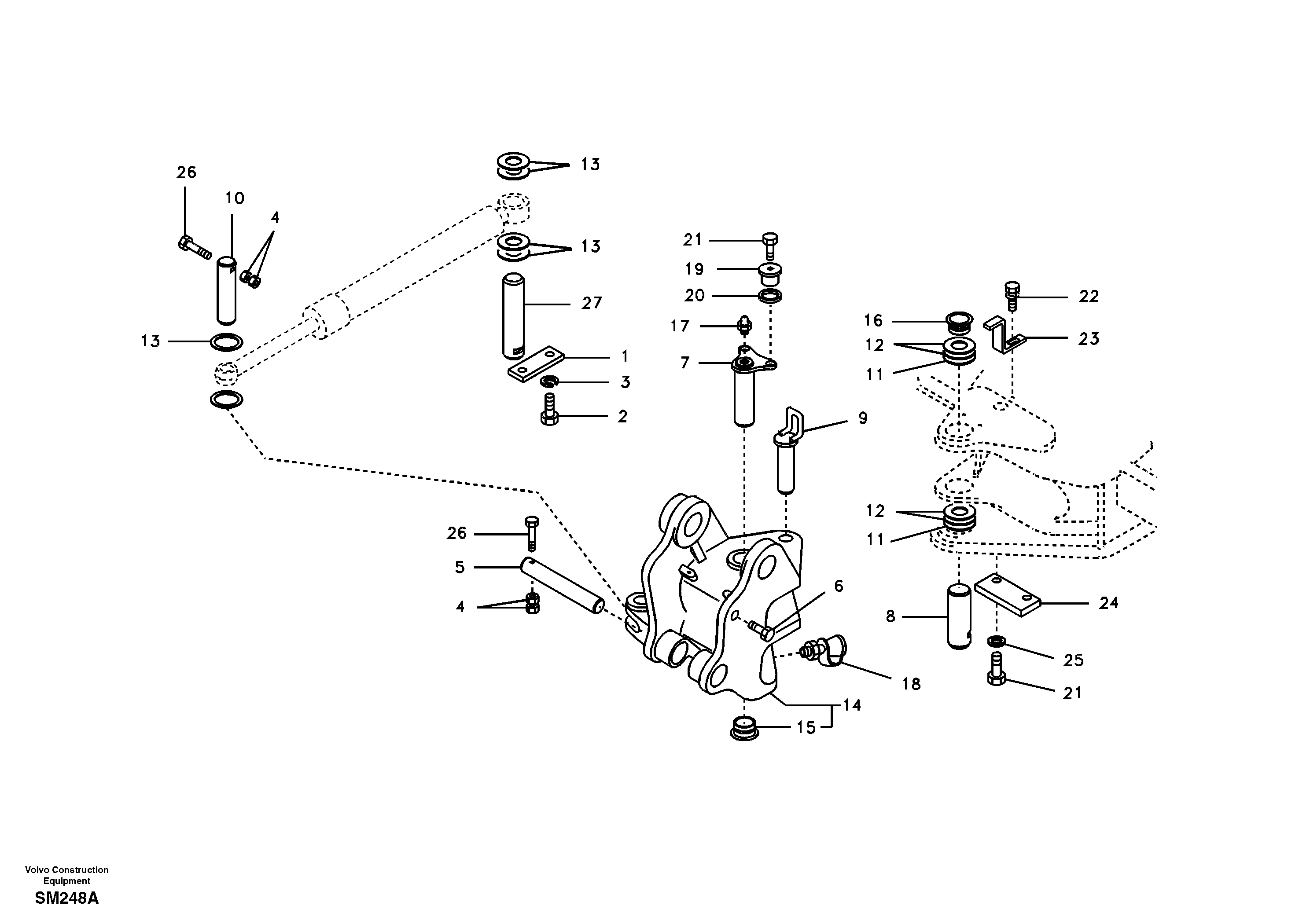 Links to boom and boom cylinder mounting — volvo parts diagram