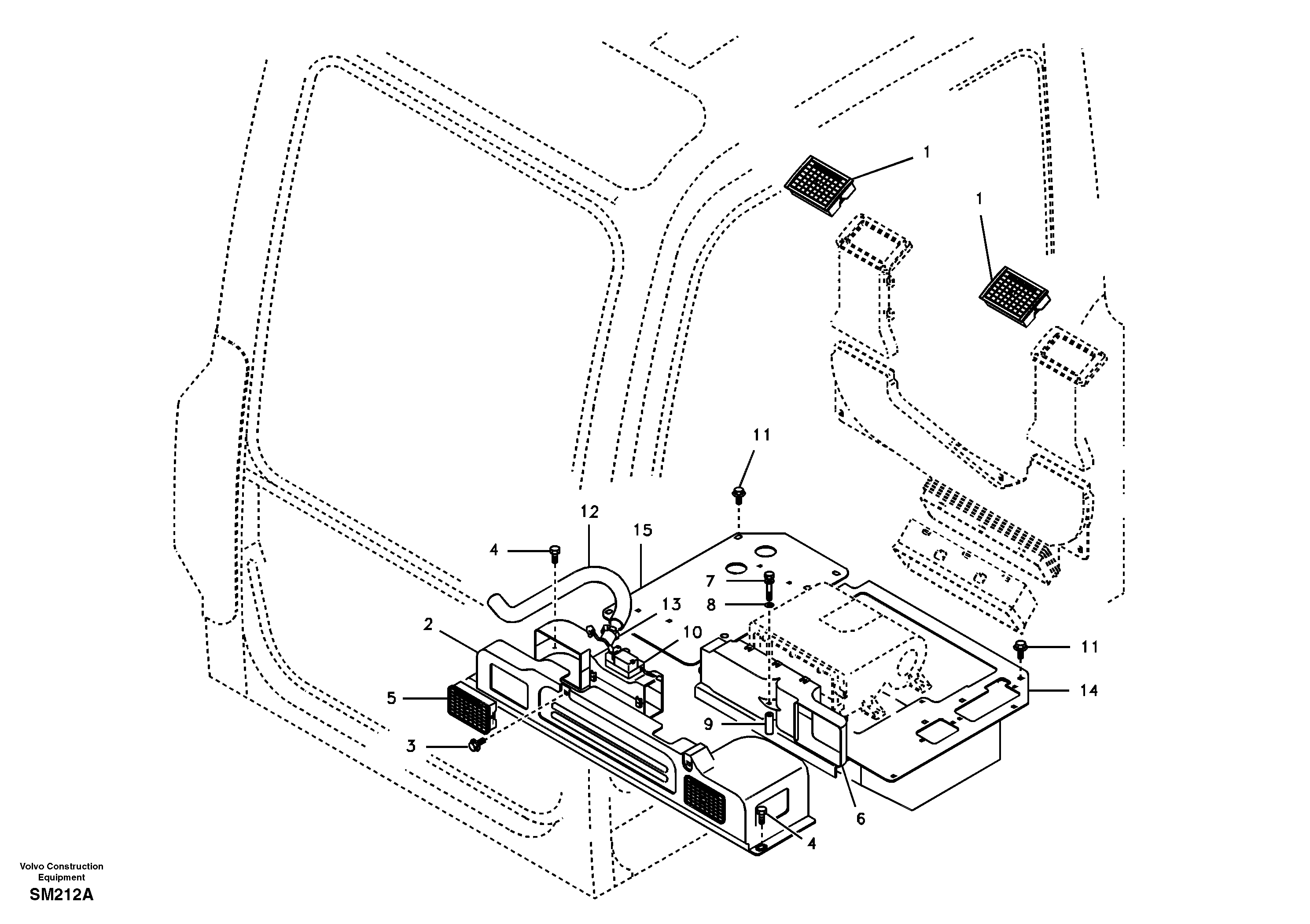 Air duct in cabin and cabin floor — volvo parts diagram