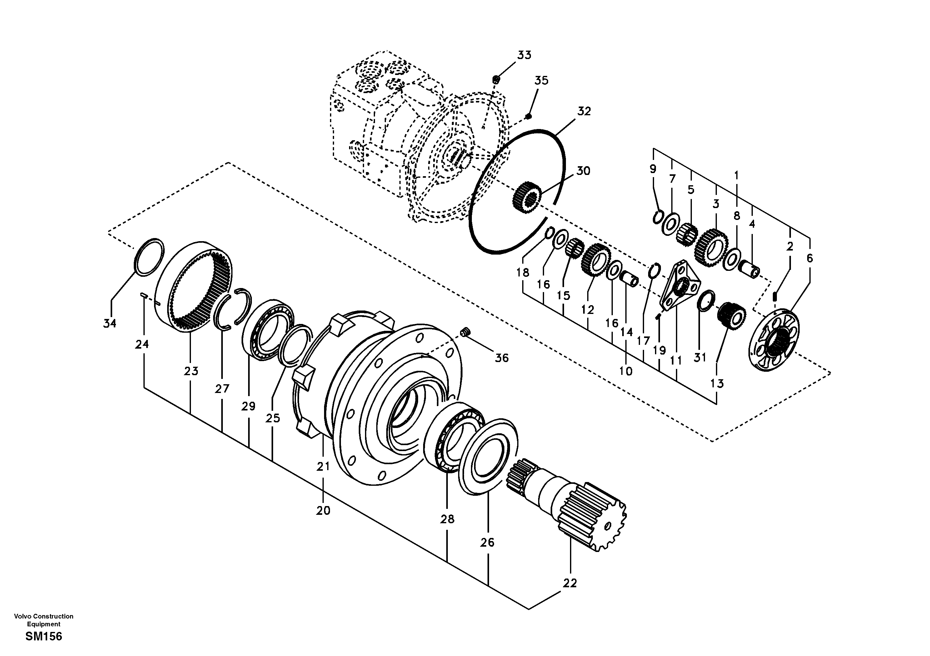 Swing gearbox — volvo parts diagram