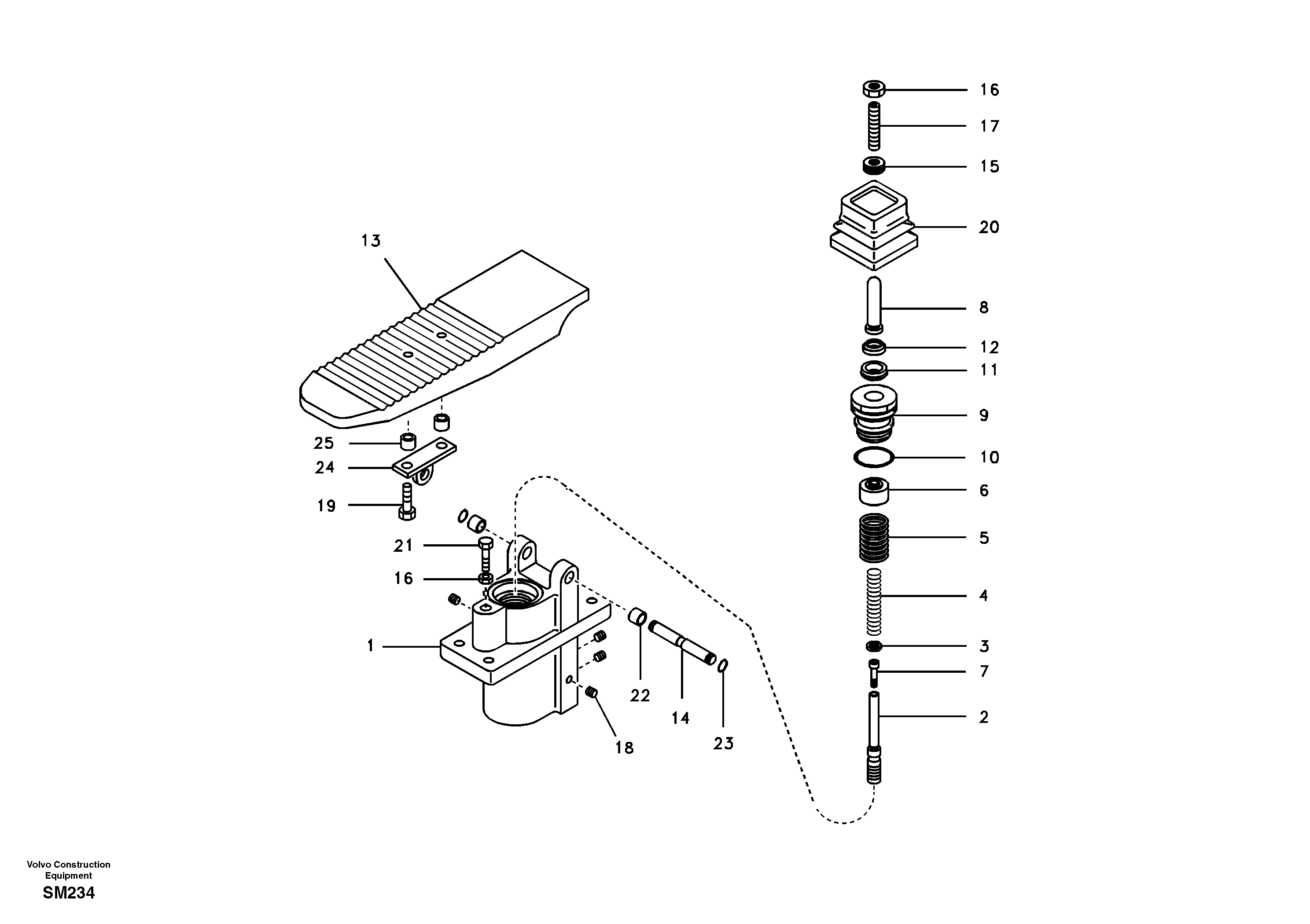 Remote control valve pedal — volvo parts diagram