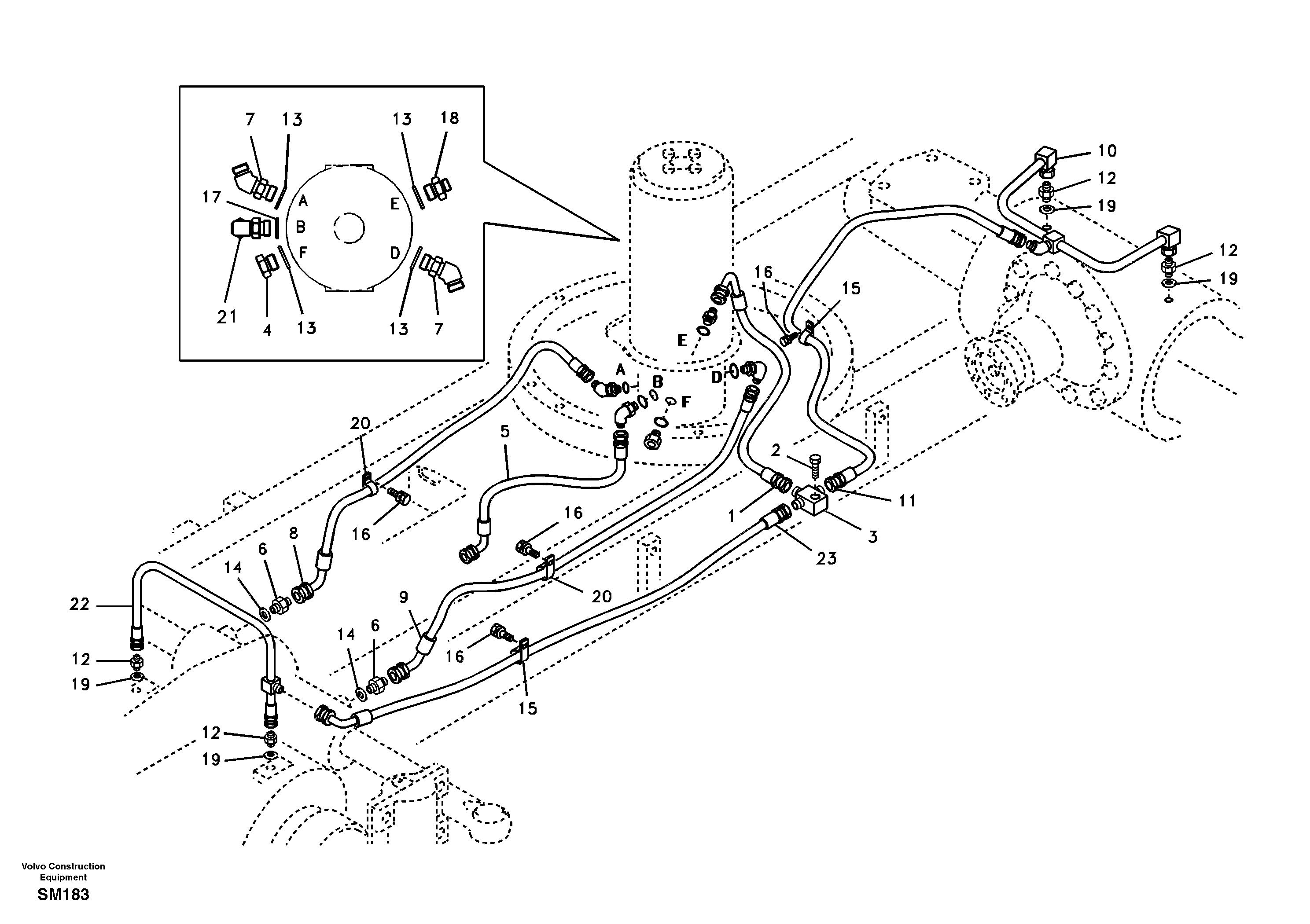 Hydraulic system, lower brake line — volvo parts diagram
