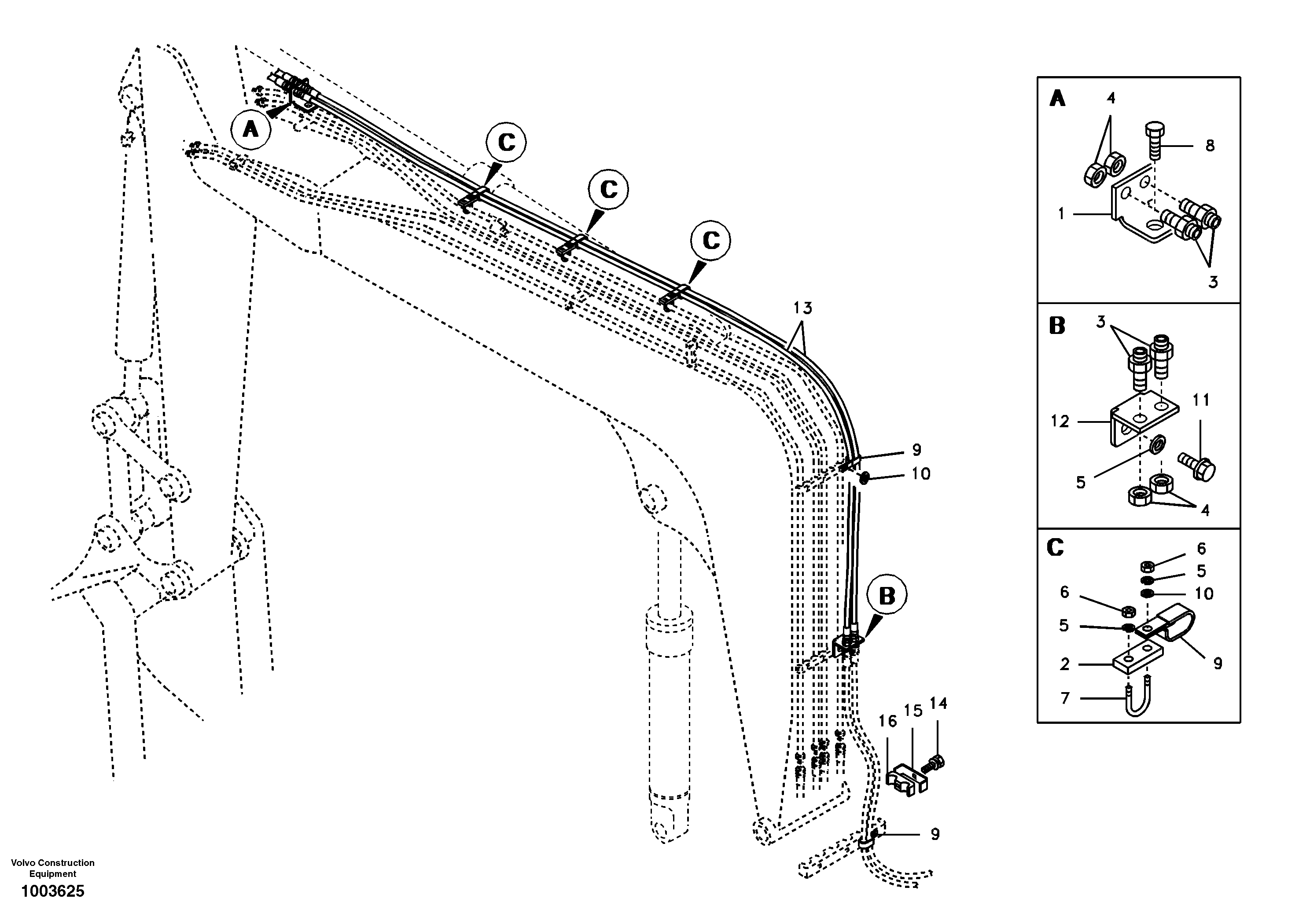 Quickfit and rotator hydraulic boom — volvo parts diagram