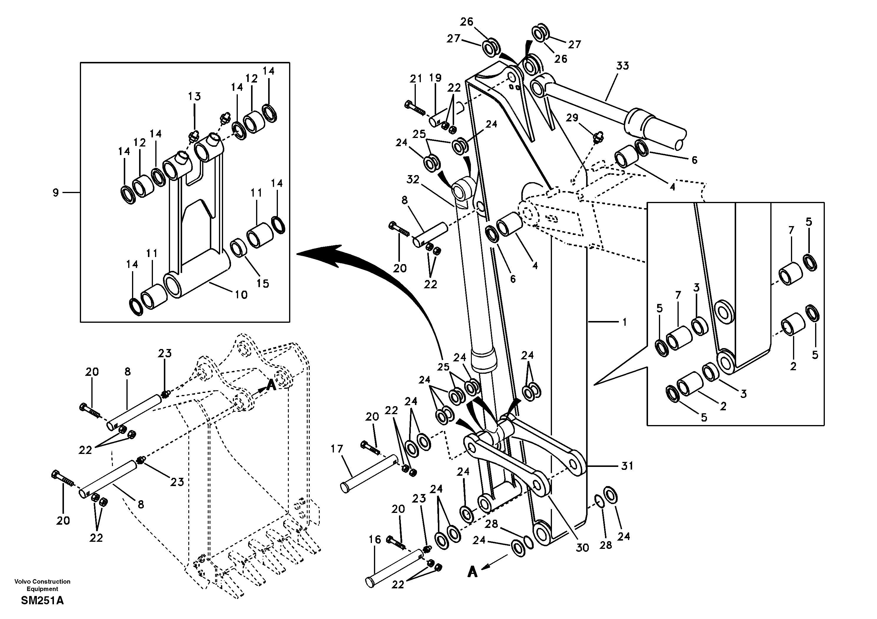 Links to dipper arm — volvo parts diagram