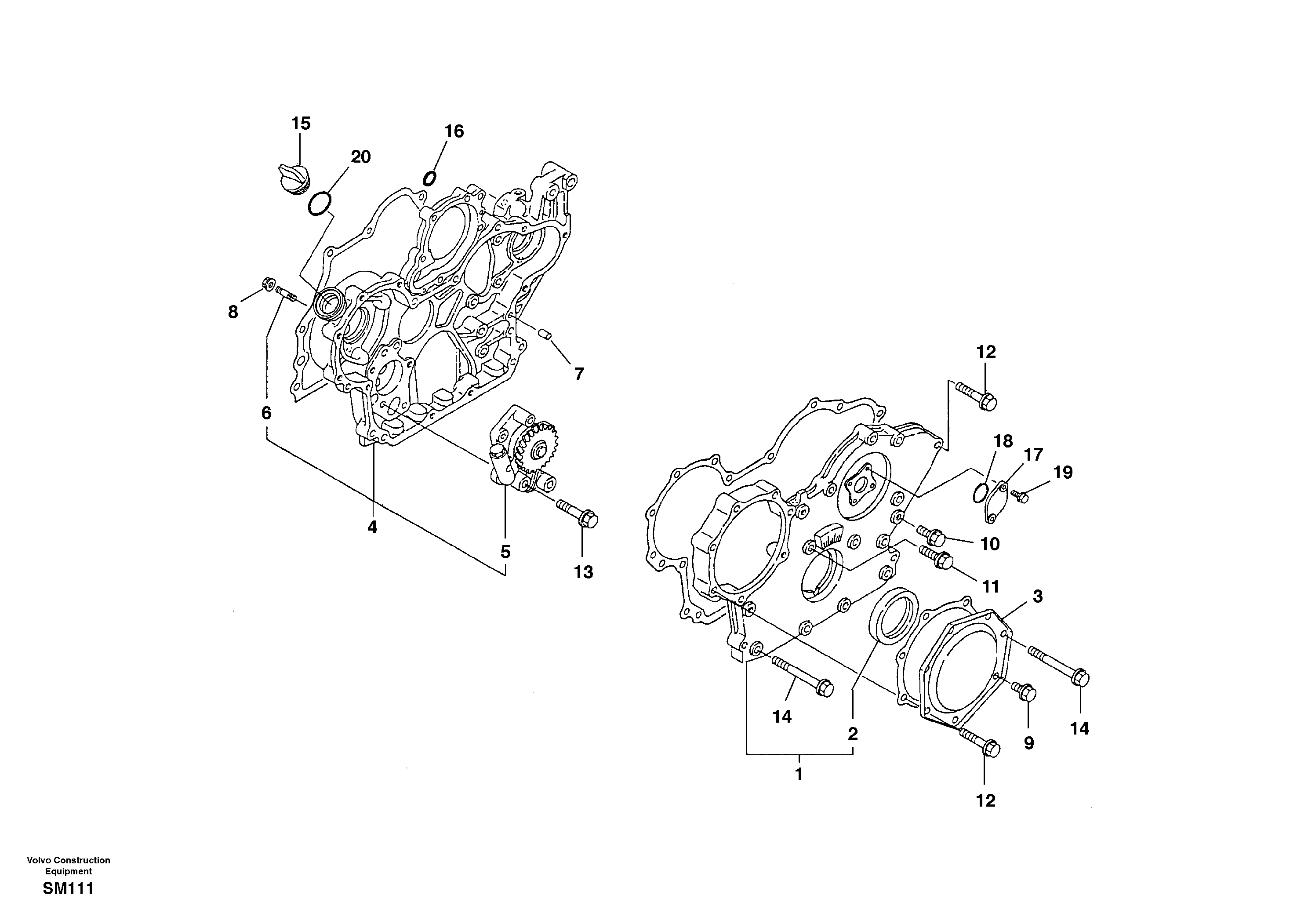 Timing gear casing — volvo parts diagram