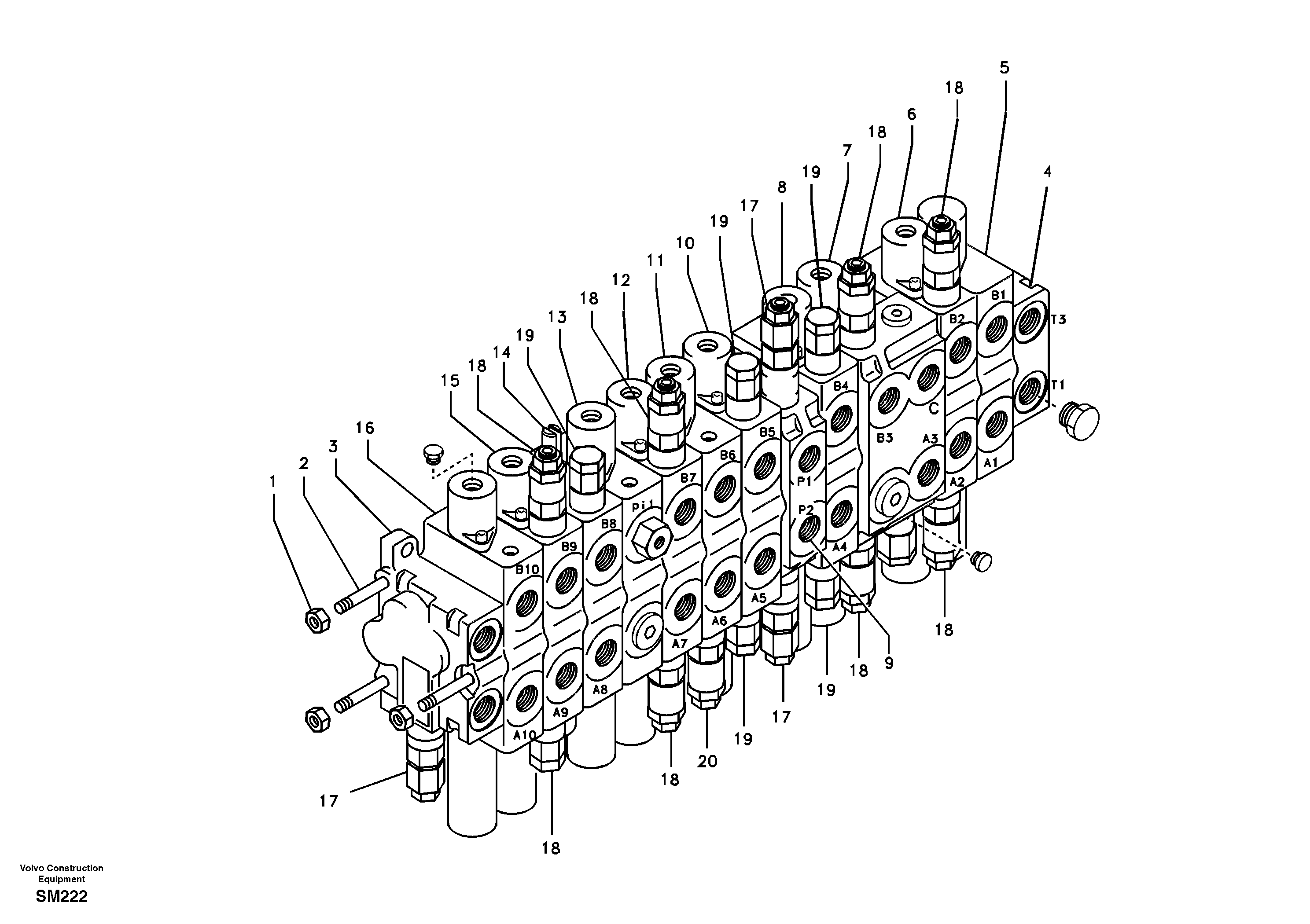 Control valve with fitting parts. — volvo parts diagram