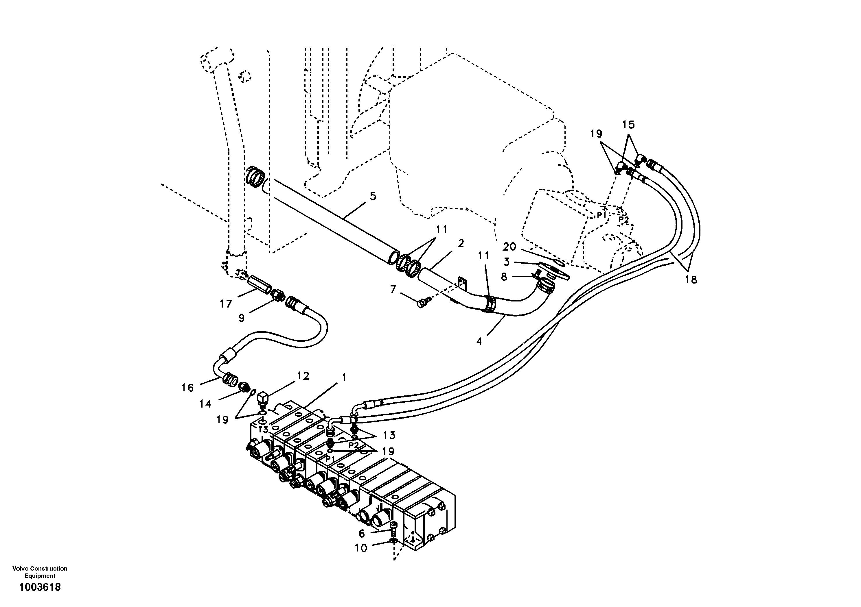 Hydraulic system, hydraulic tank to hydraulic pump — volvo parts diagram