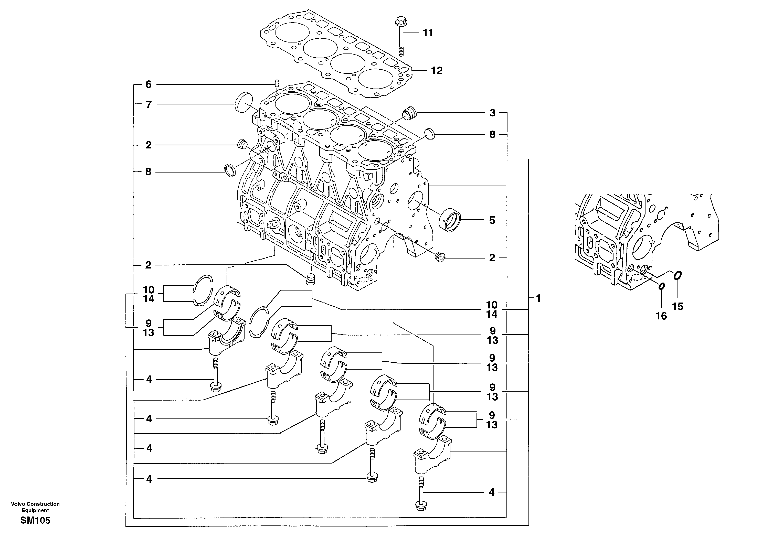 Cylinder block — volvo parts diagram