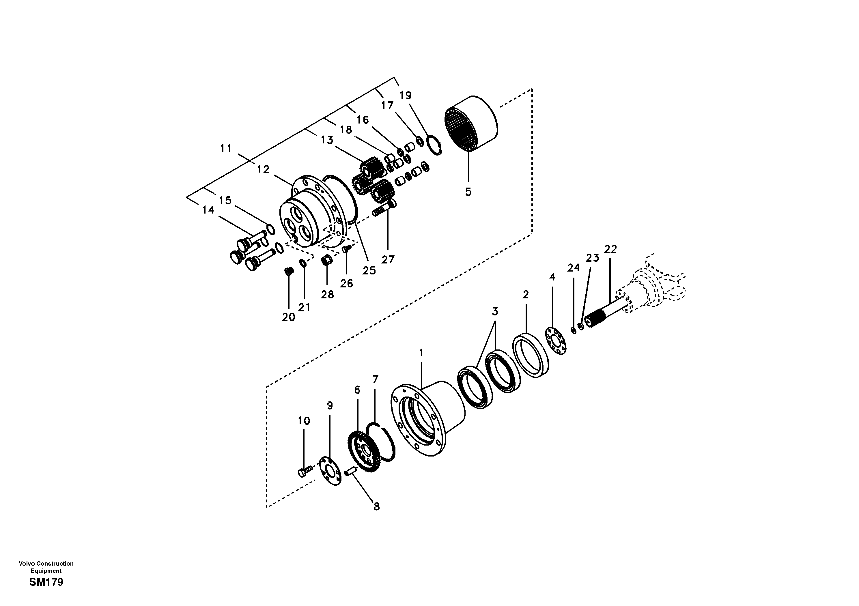 Hub reduction, rear axle — volvo parts diagram