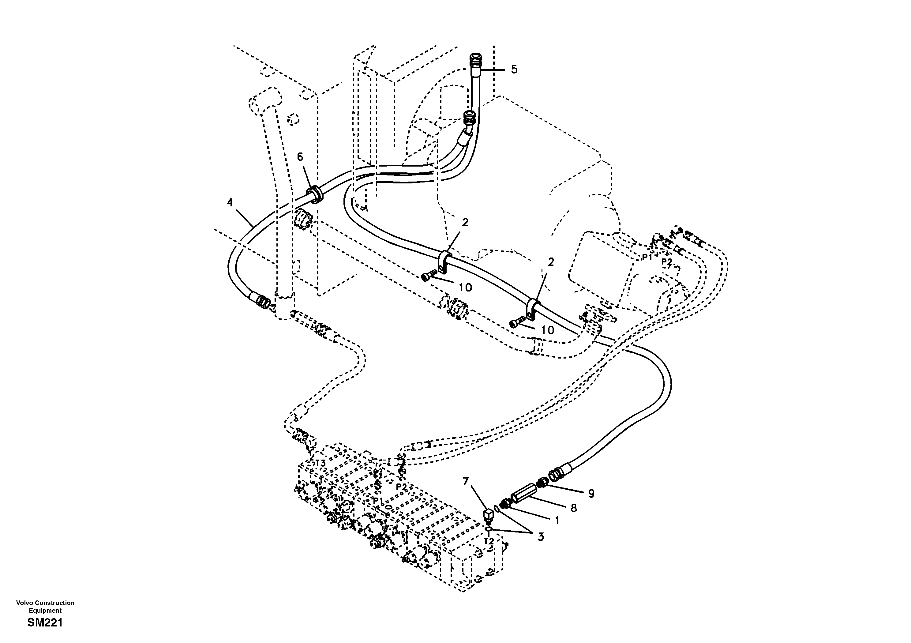 Hydraulic system, hydraulic tank to hydraulic oil cooler — volvo parts diagram