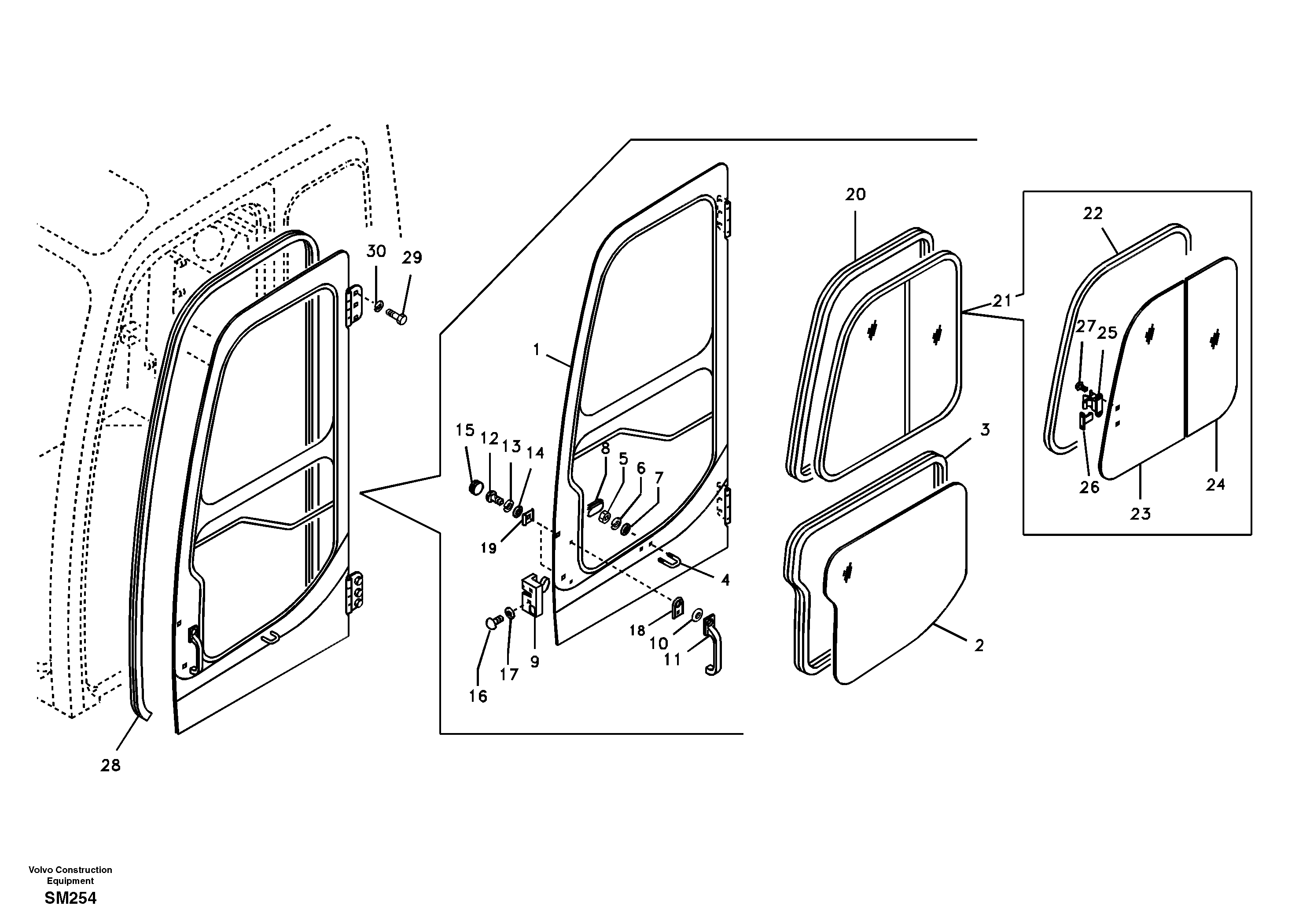 Door, operator's cab — volvo parts diagram
