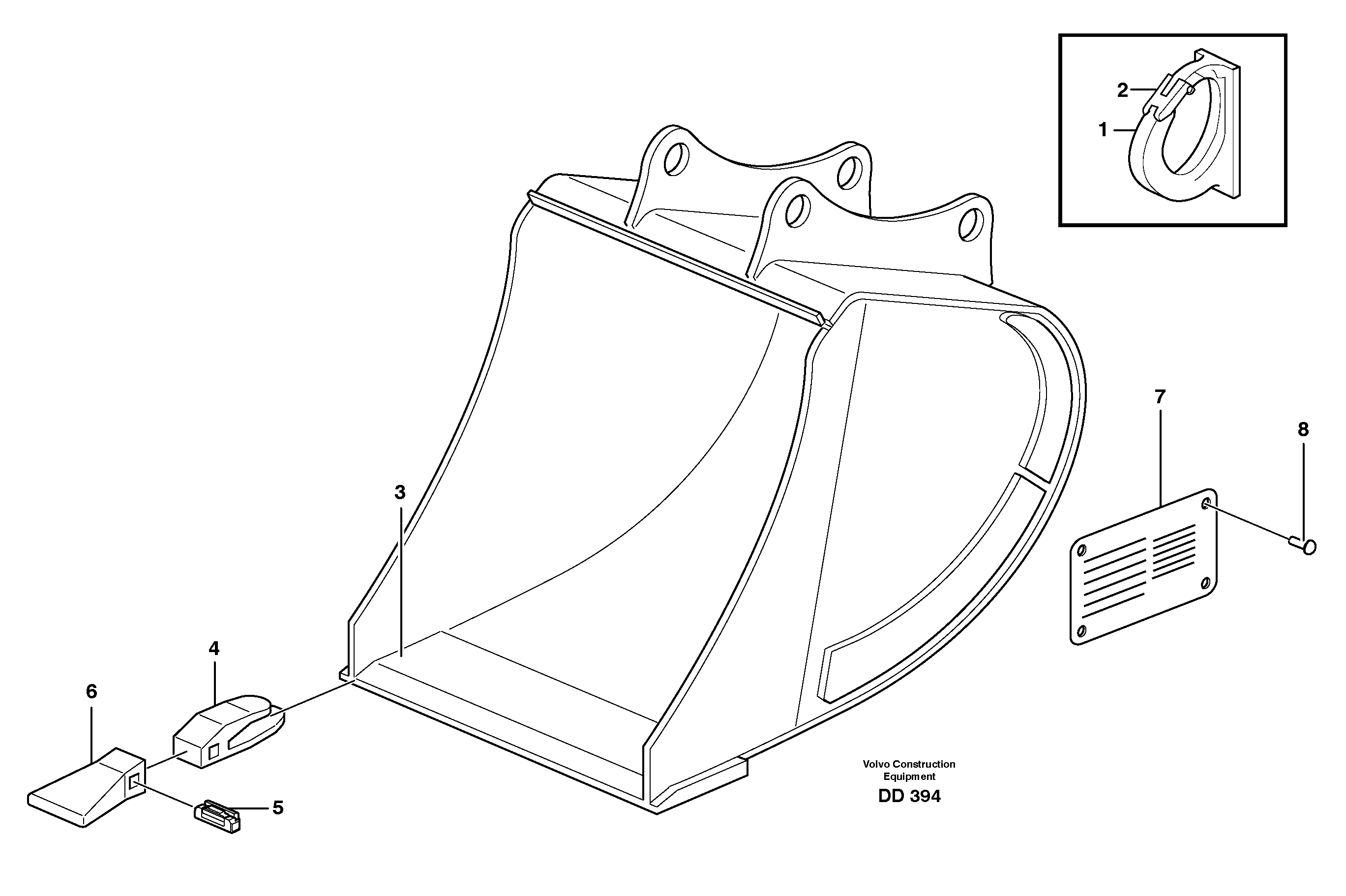 Buckets, direct fitting,combi Parts 14343285, 14343286, 14343287, 14343288 — volvo parts diagram