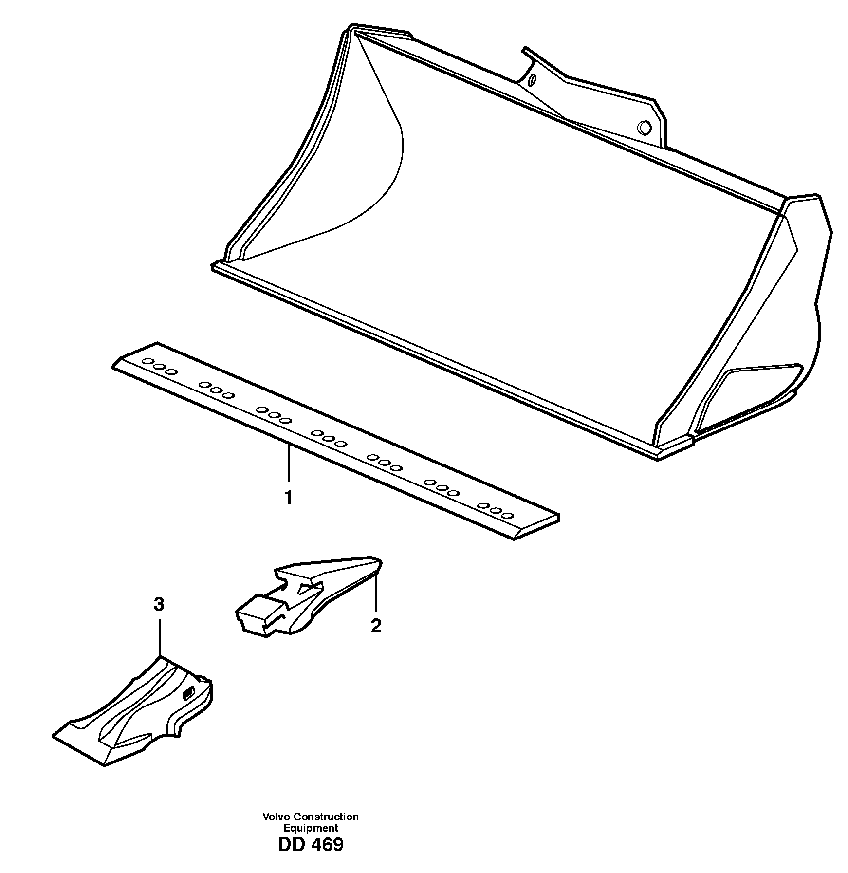 Bucket, straight with teeth L150E — volvo parts diagram