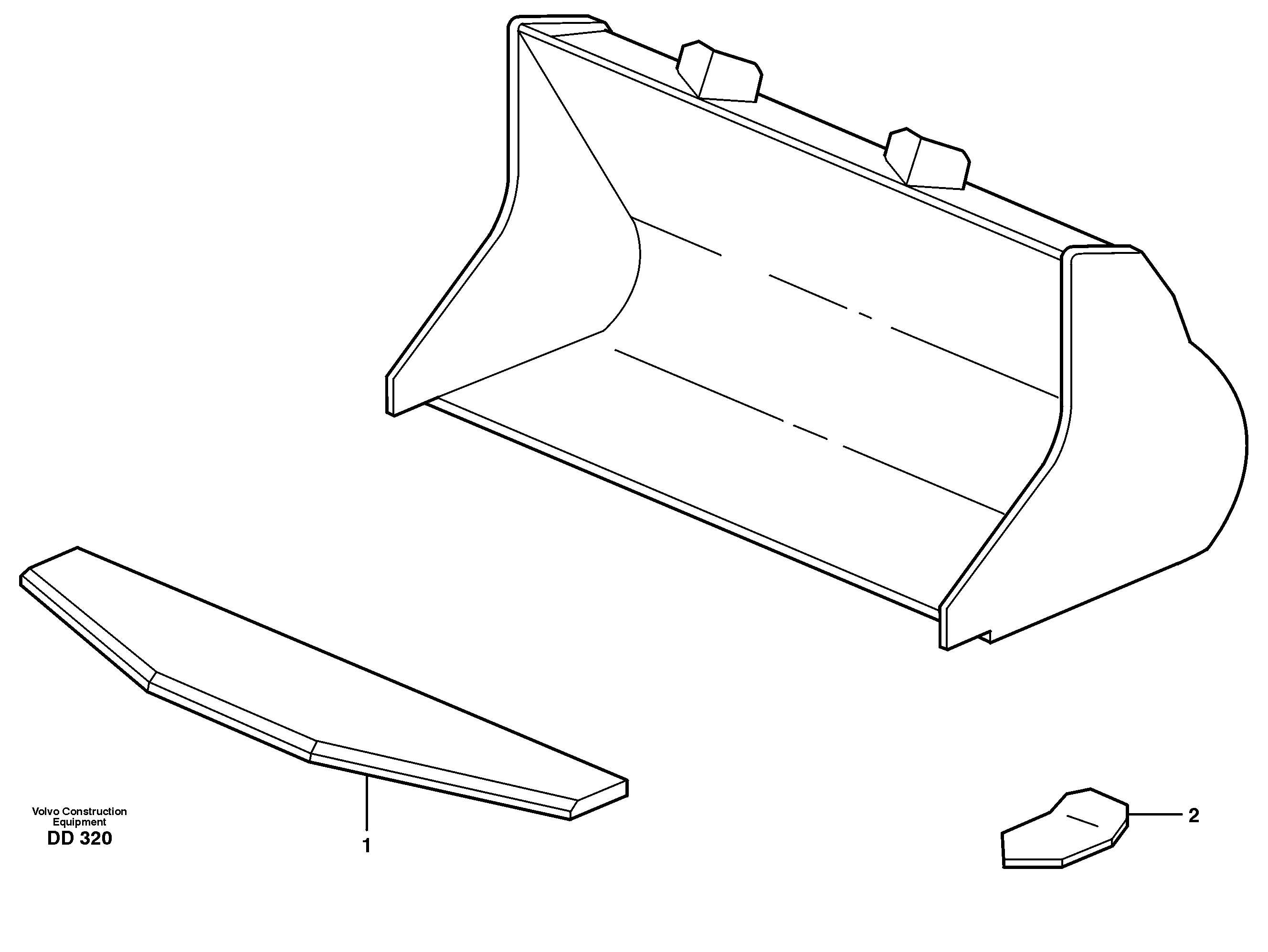 Bucket, truncated vec lip without teeth L120C — volvo parts diagram