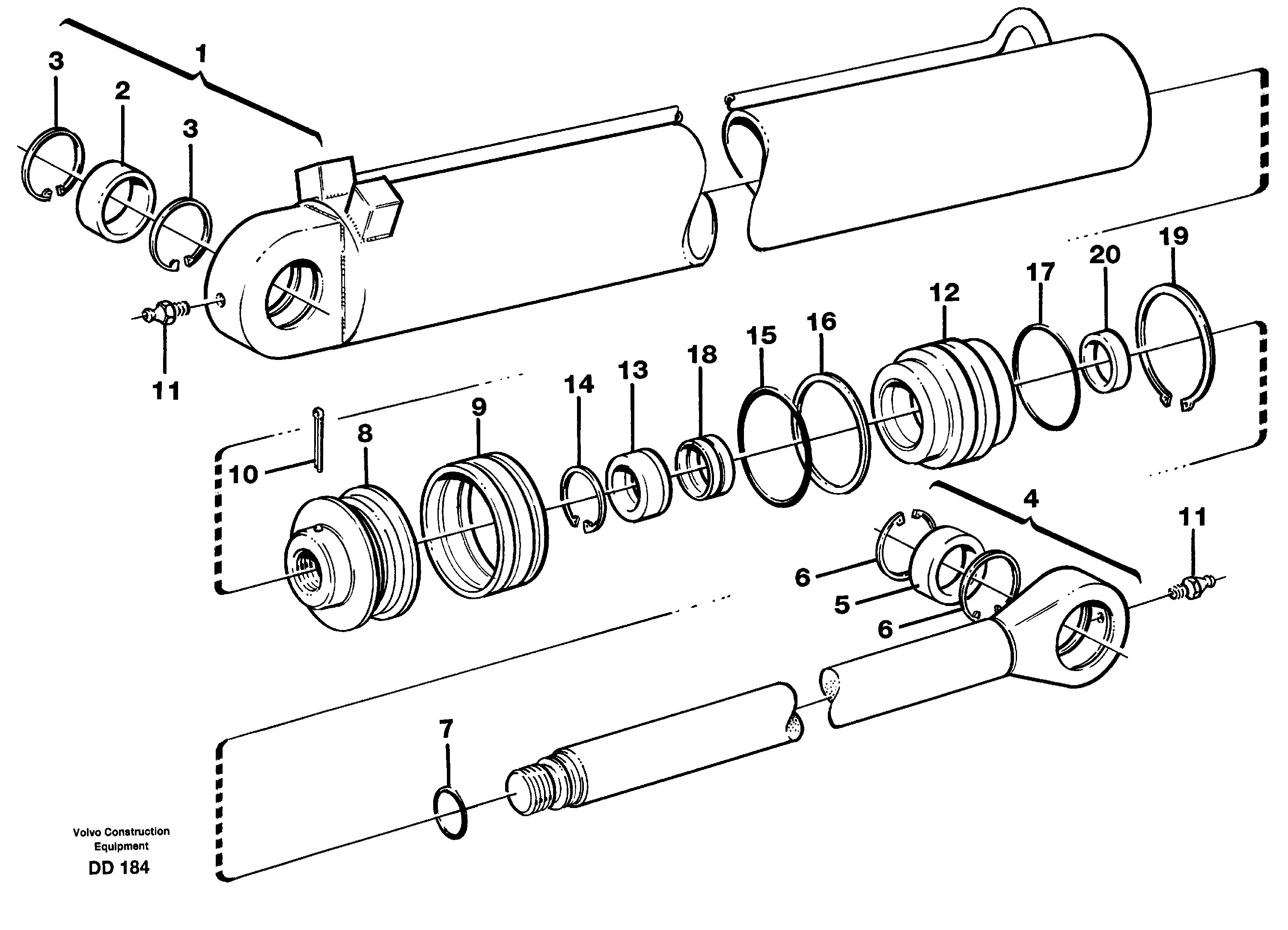 Hydraulic cylinder — volvo parts diagram