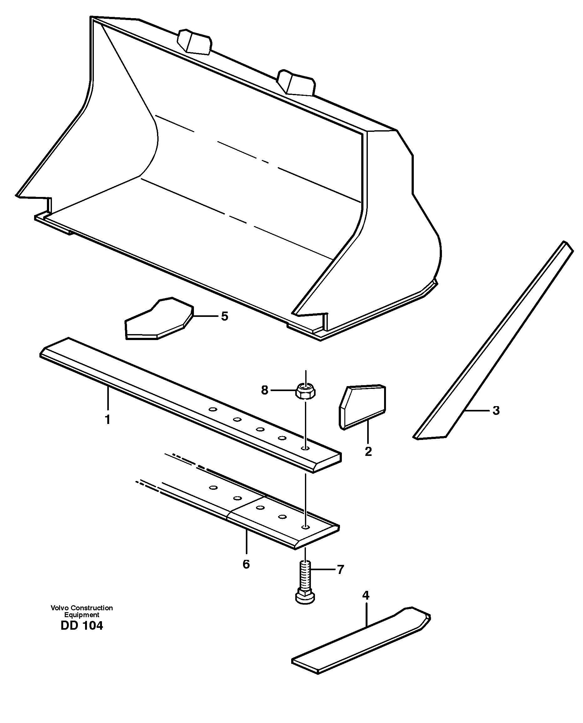 Bucket, straight lip without teeth L70 — volvo parts diagram