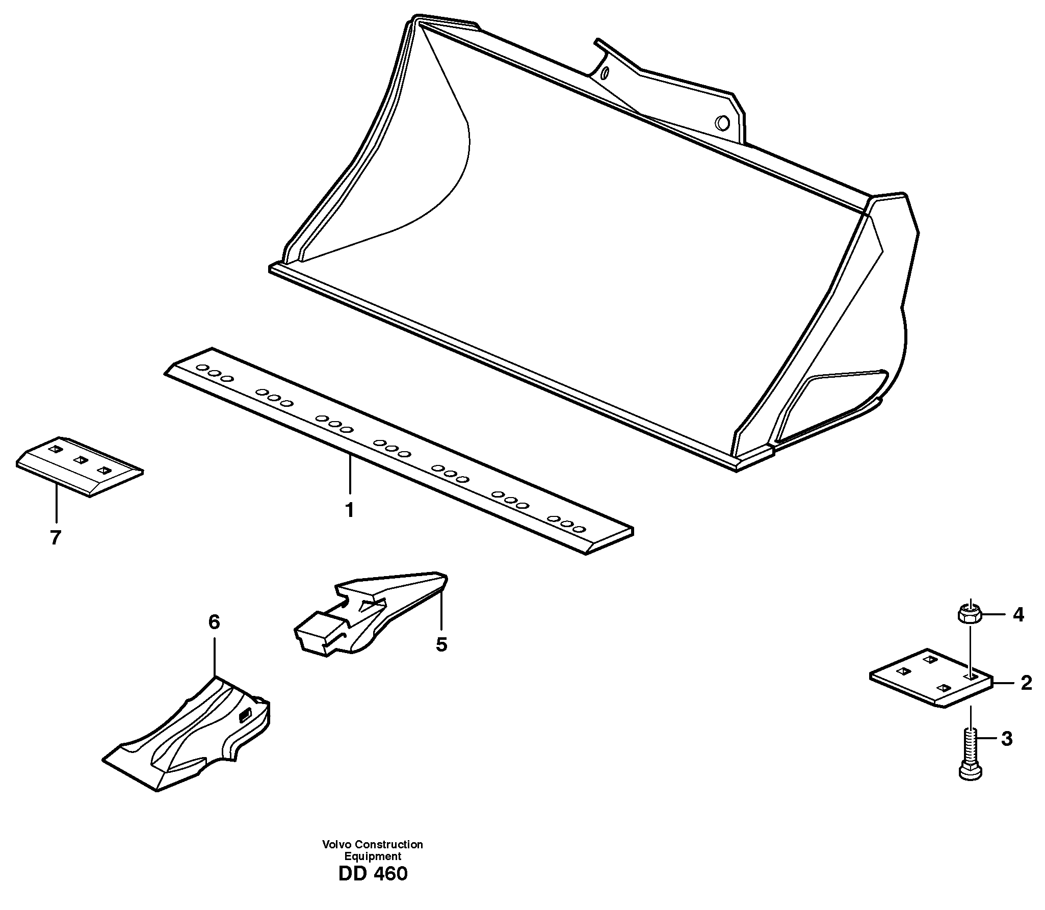 Bucket, straight with teeth L150, L150C, L150D, L150E — volvo parts diagram