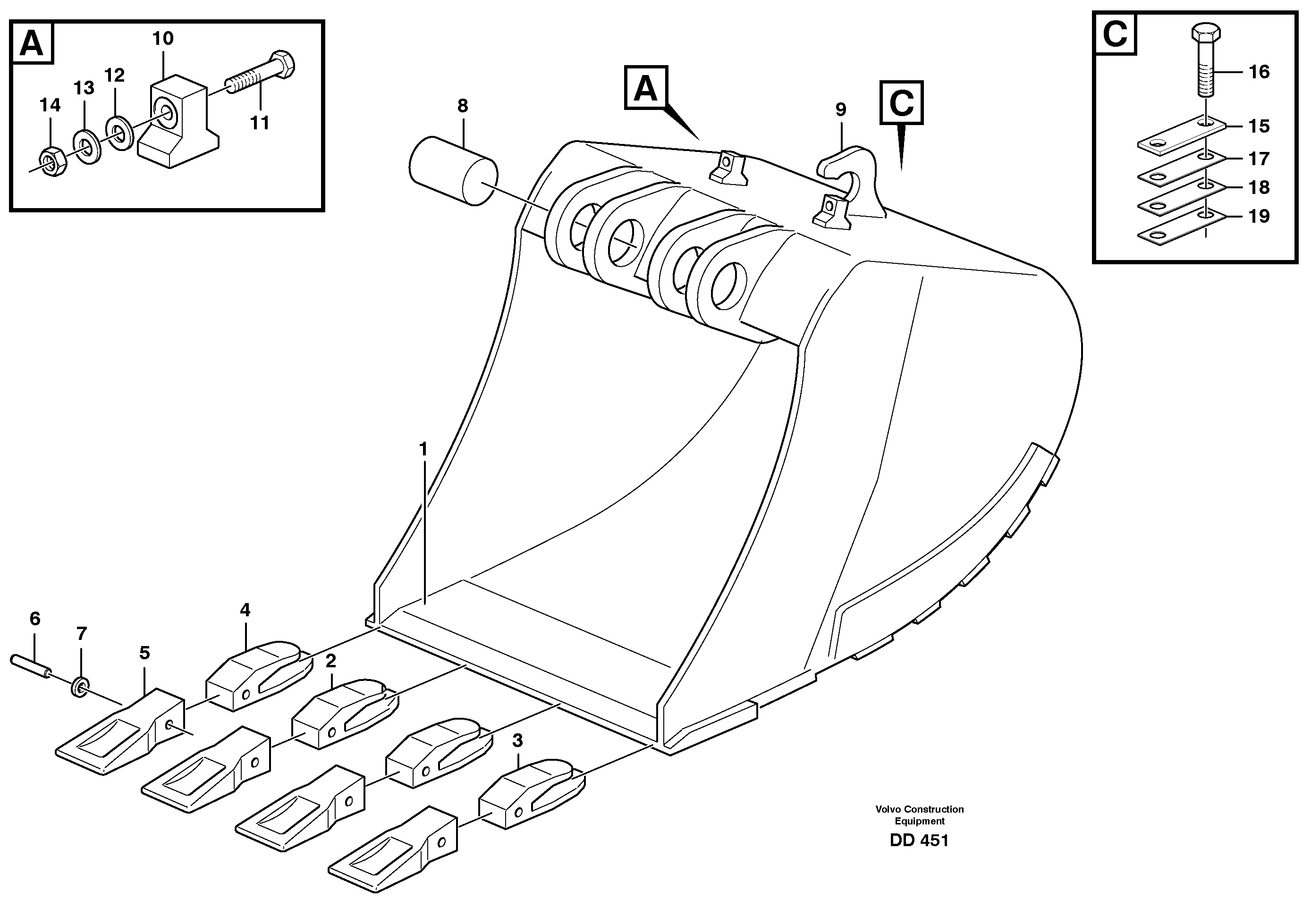 Buckets for quickfit, S1 - S2 14259085, 14259311, 14259365 — volvo parts diagram