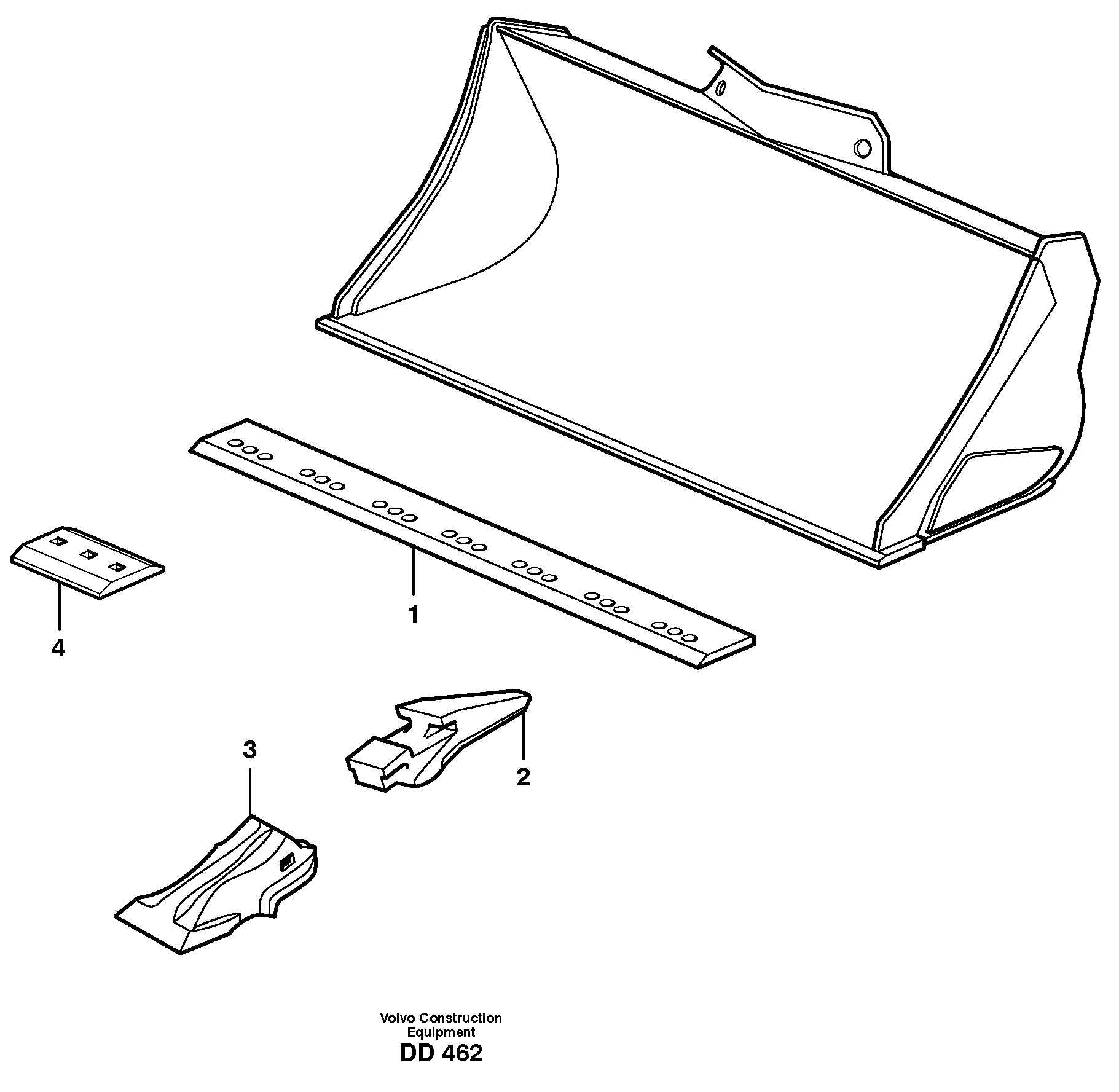 Bucket, straight with teeth L120C, L120D, L120E — volvo parts diagram