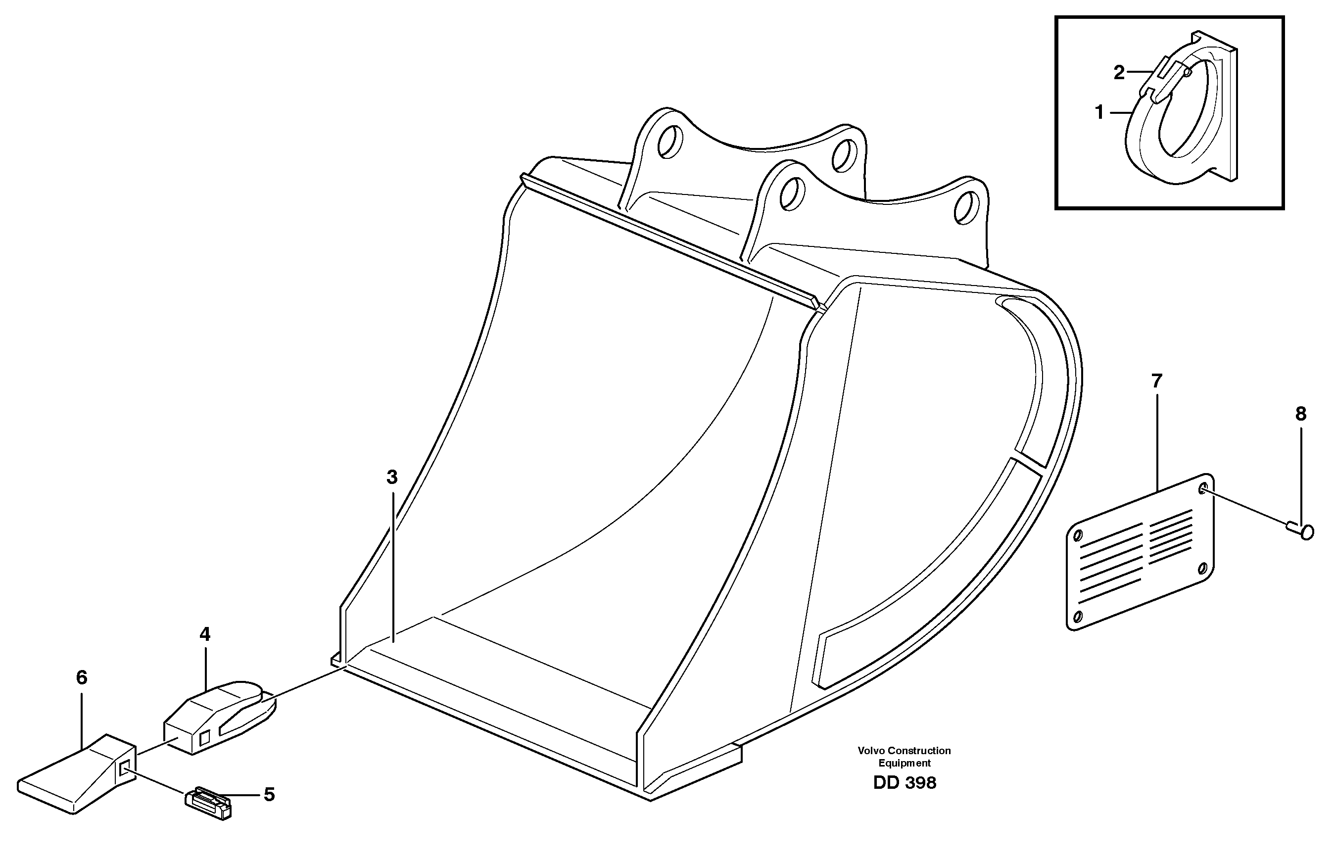 Buckets, direct fitting, Esco Super V 14343279, 14343280, 14343281, 14343282 — volvo parts diagram