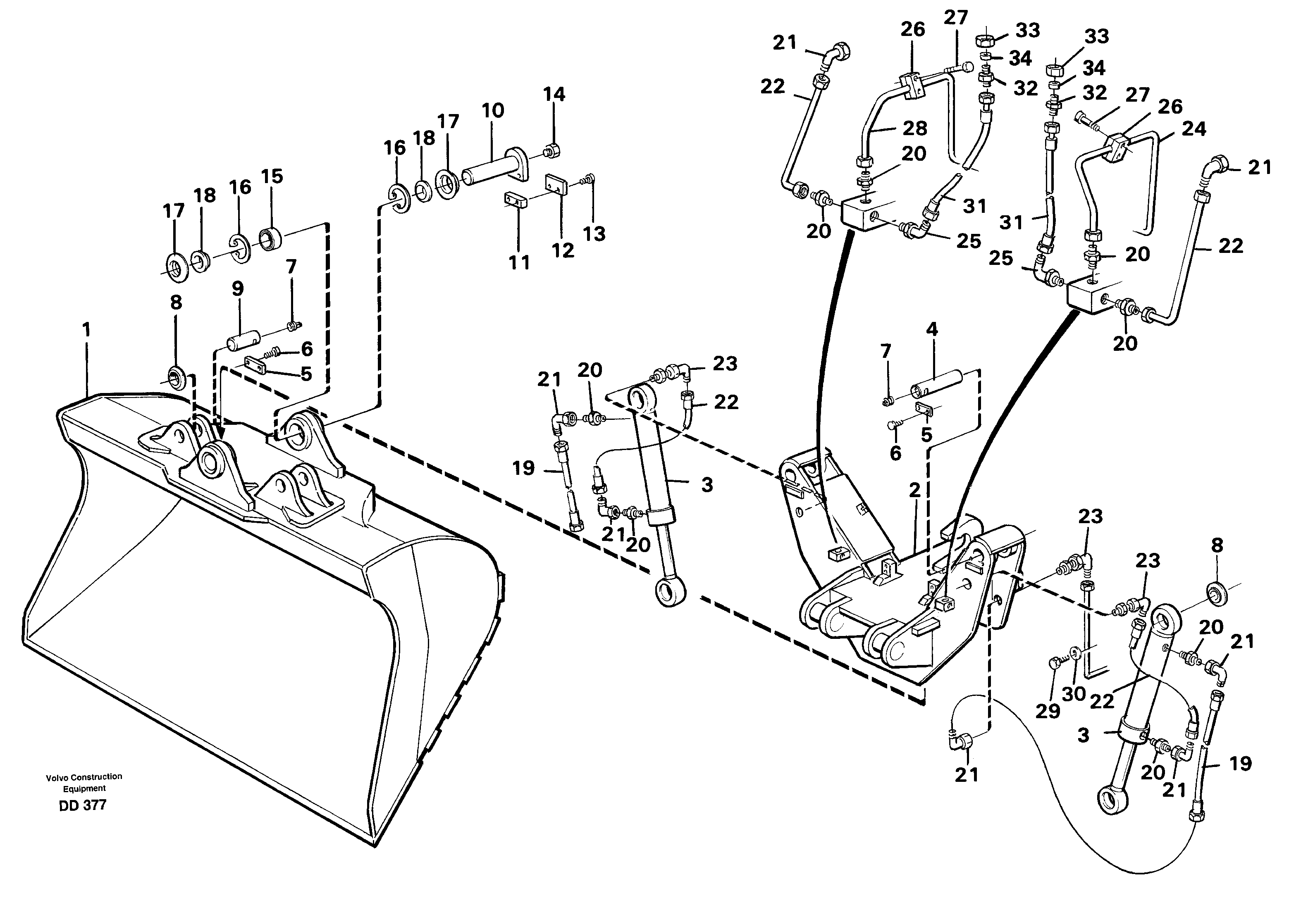 Articulated slope bucket 14249900 — volvo parts diagram